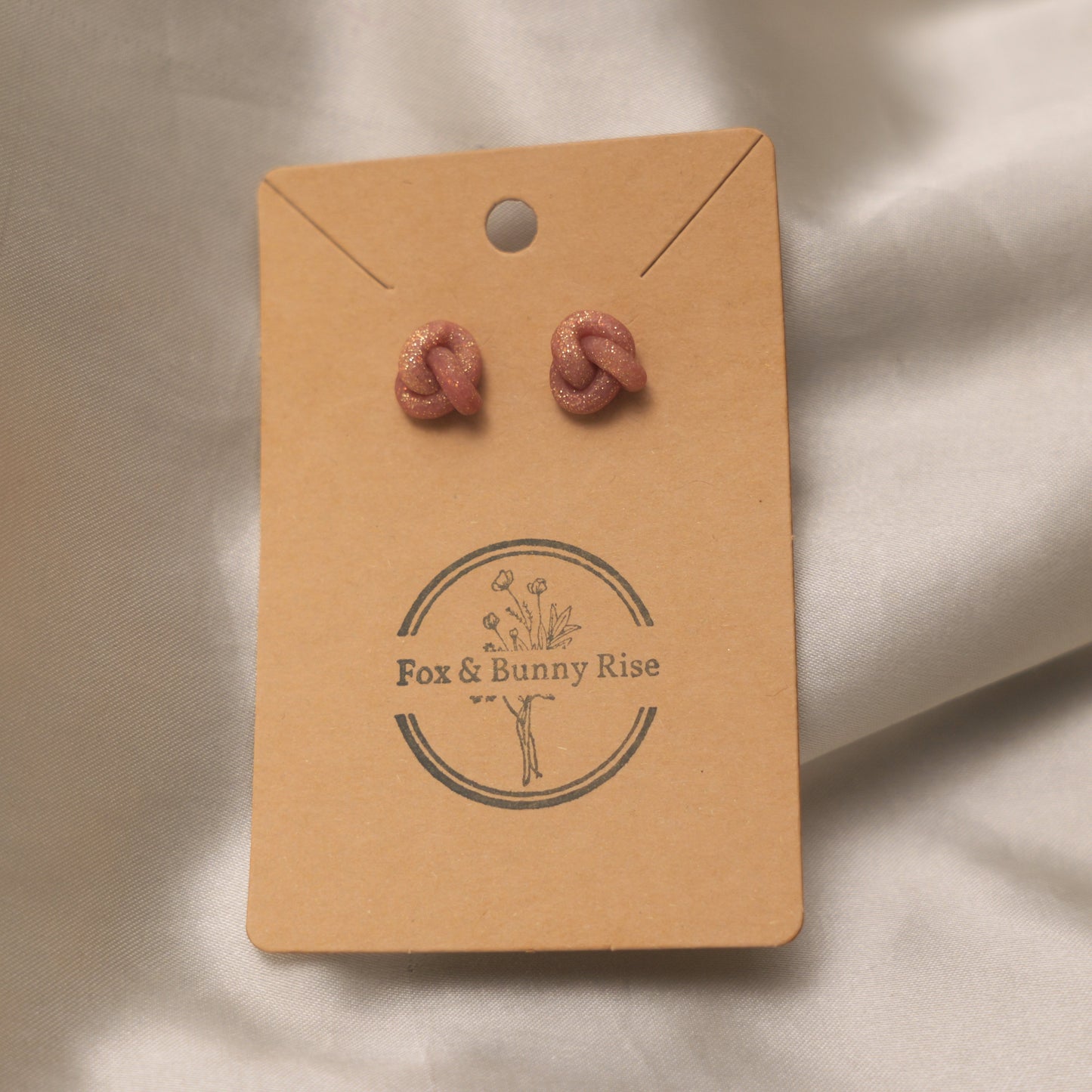 Champagne Shimmery Knot Stud Earrings