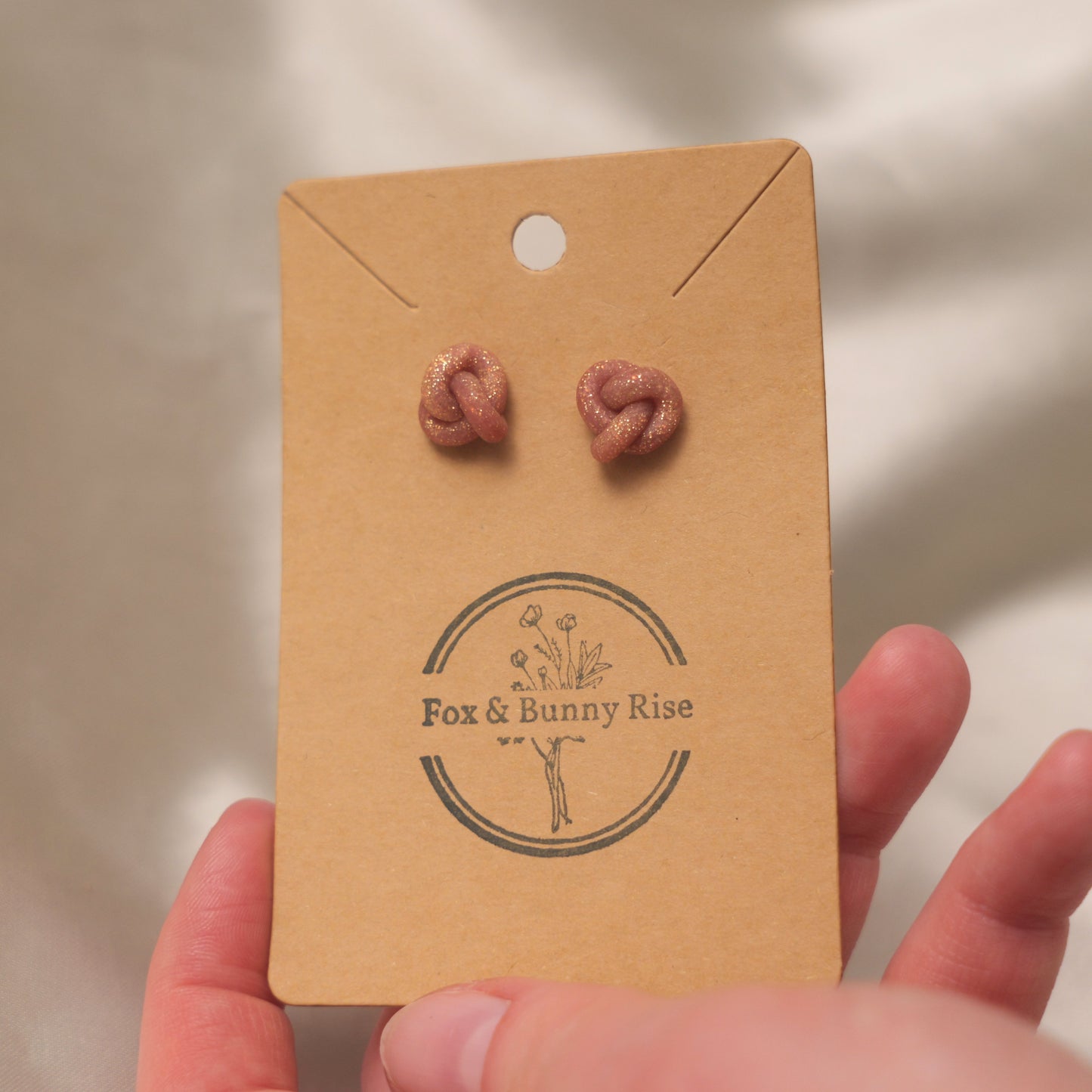 Champagne Shimmery Knot Stud Earrings