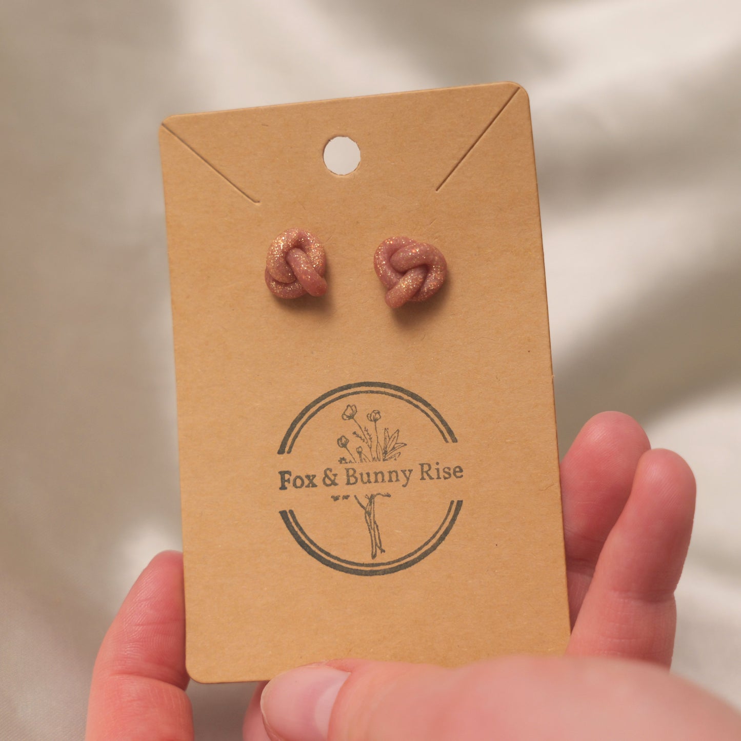Champagne Shimmery Knot Stud Earrings