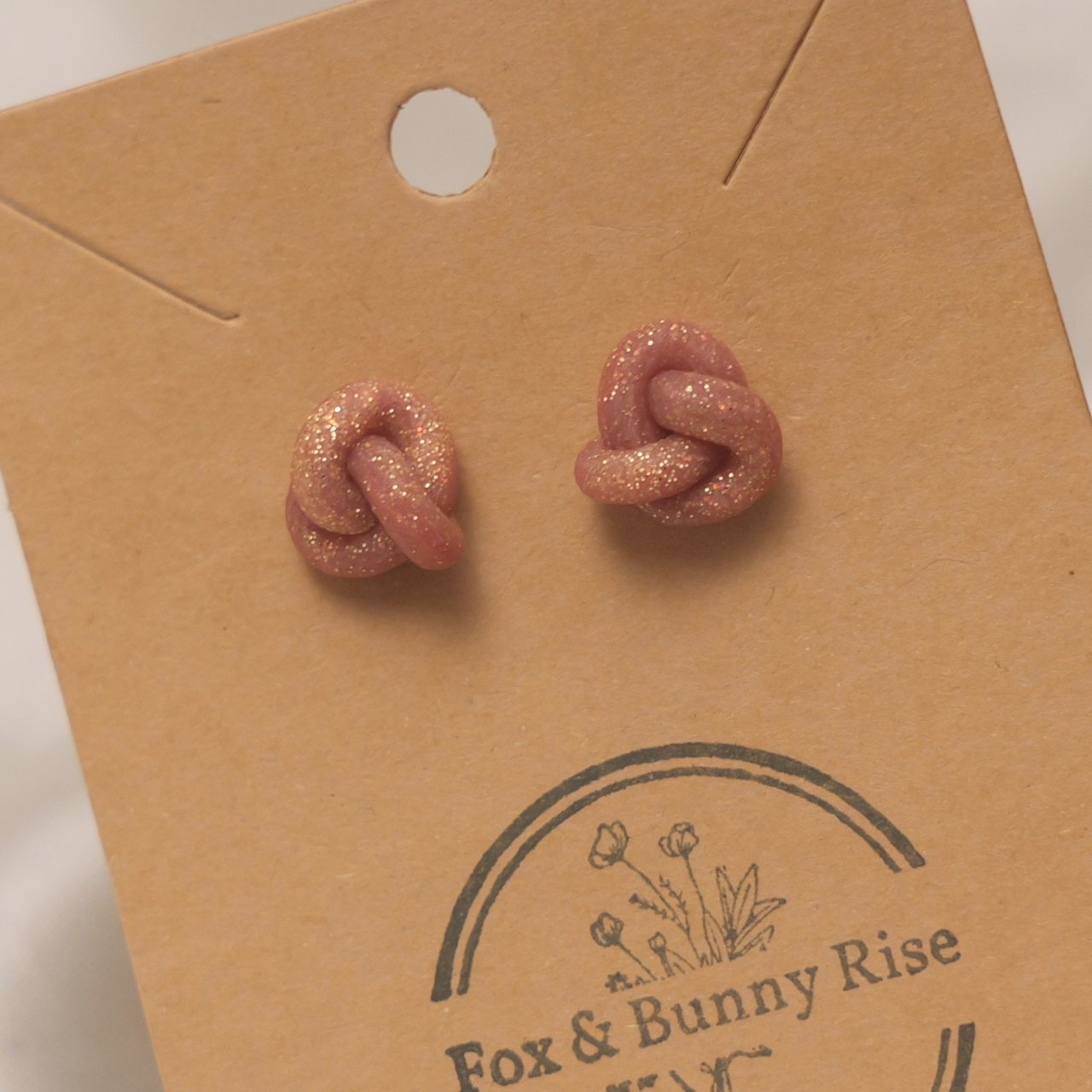 Champagne Shimmery Knot Stud Earrings