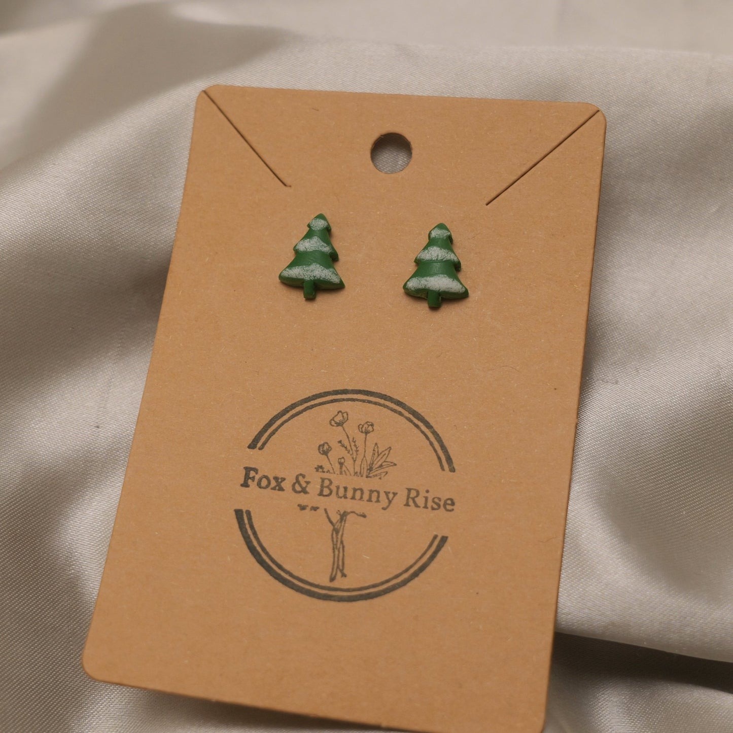 Snowy Christmas Tree Stud Earrings