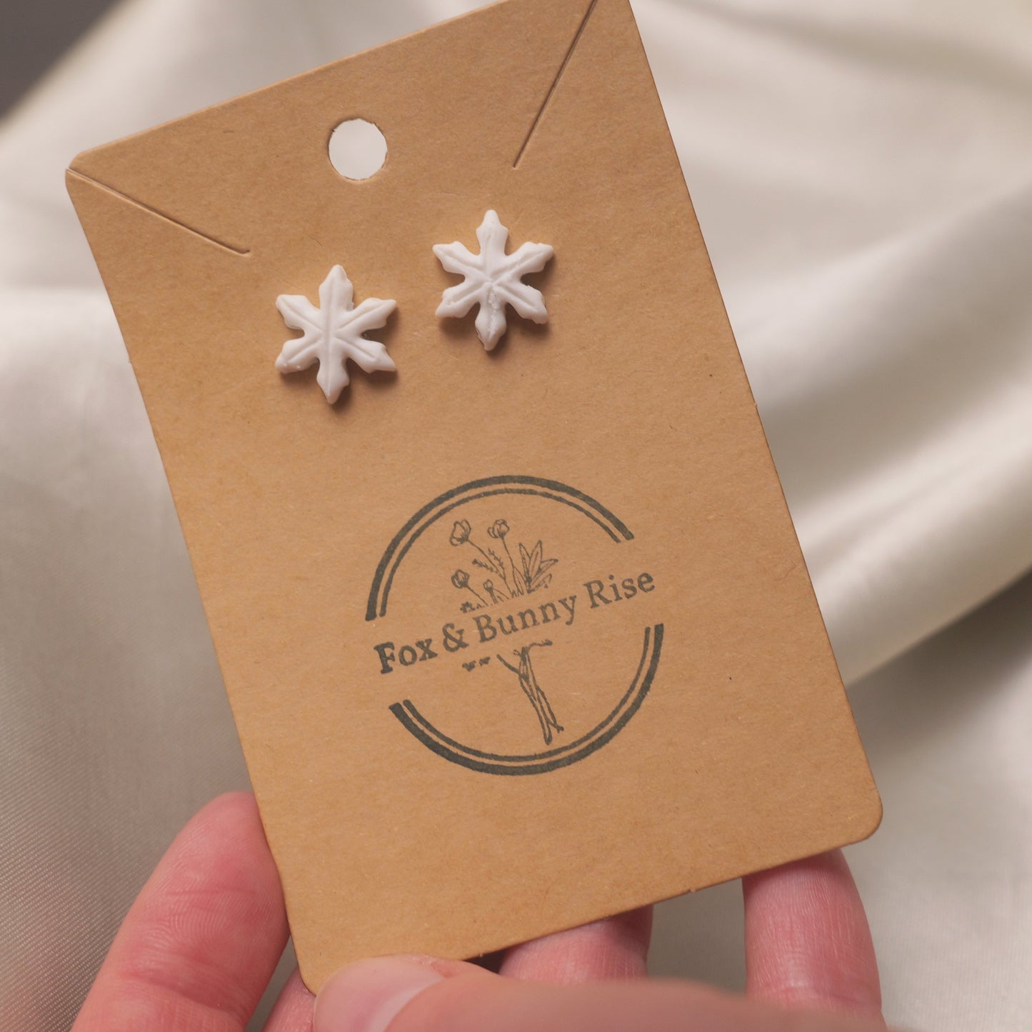 Small White Snowflakes Stud Earrings