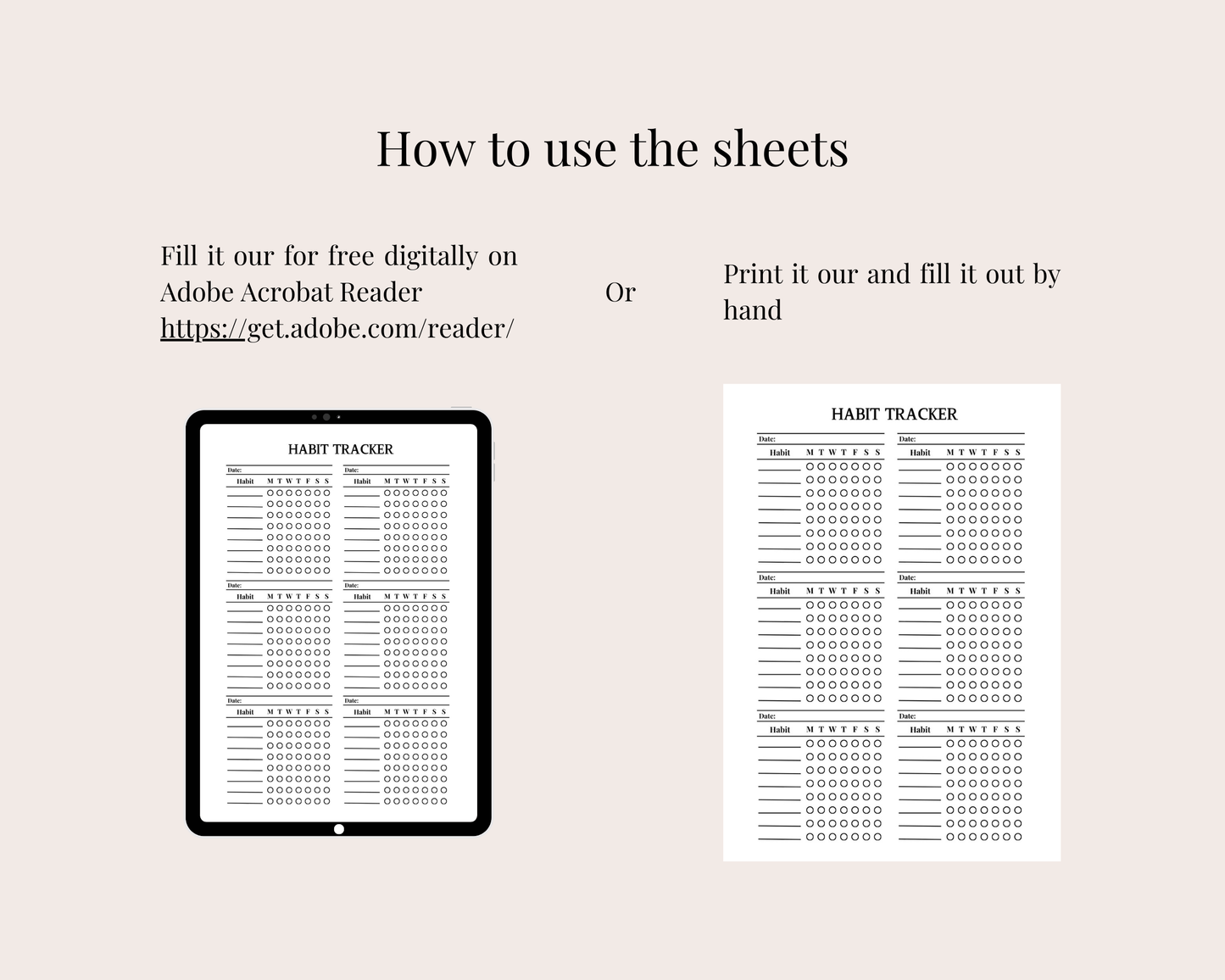 Multi Minimalistic Habit Tracker, Digital Download, 2 Sheets