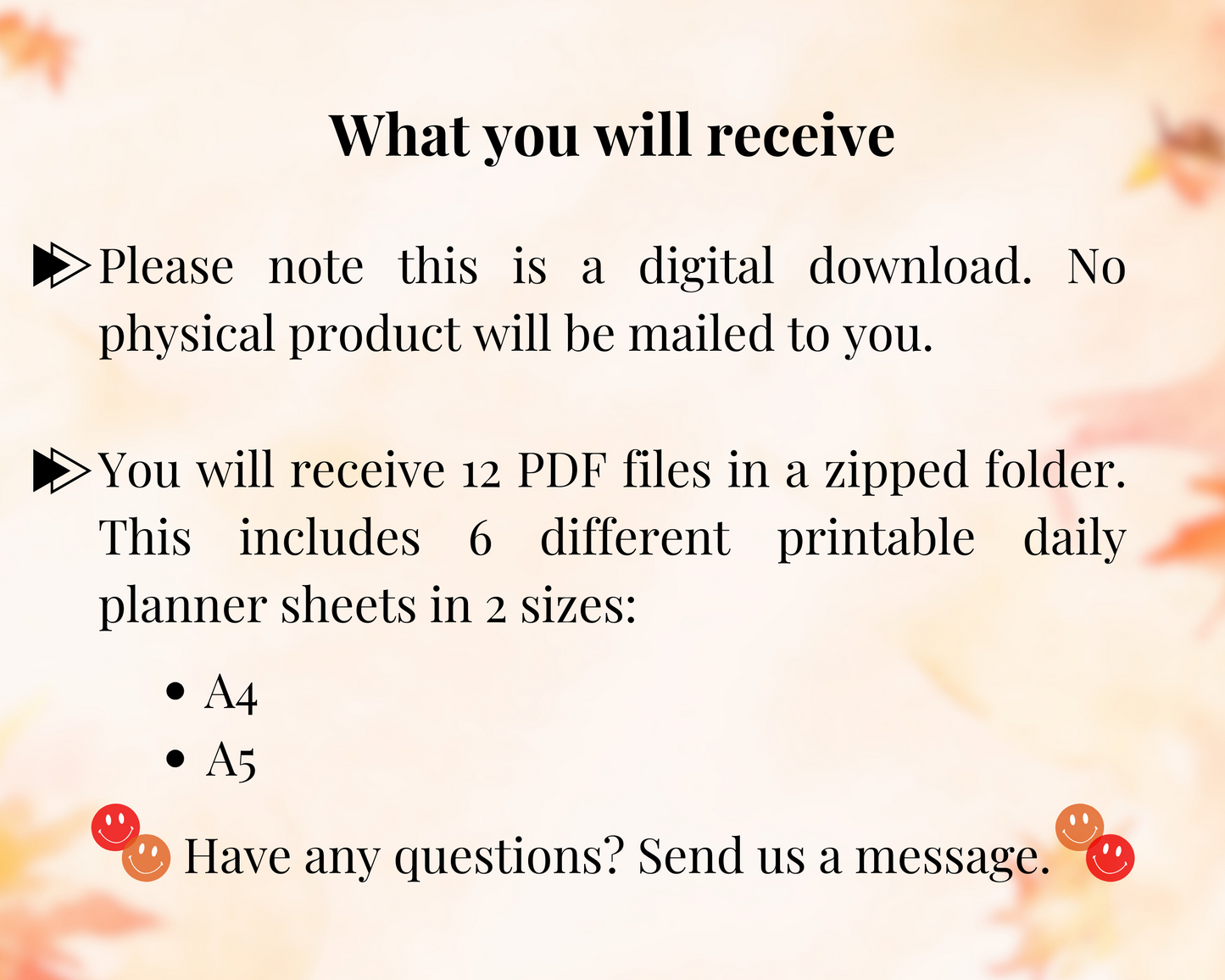 Autumnal Daily Digital Planner Bundle, Digital Download, 6 Sheets