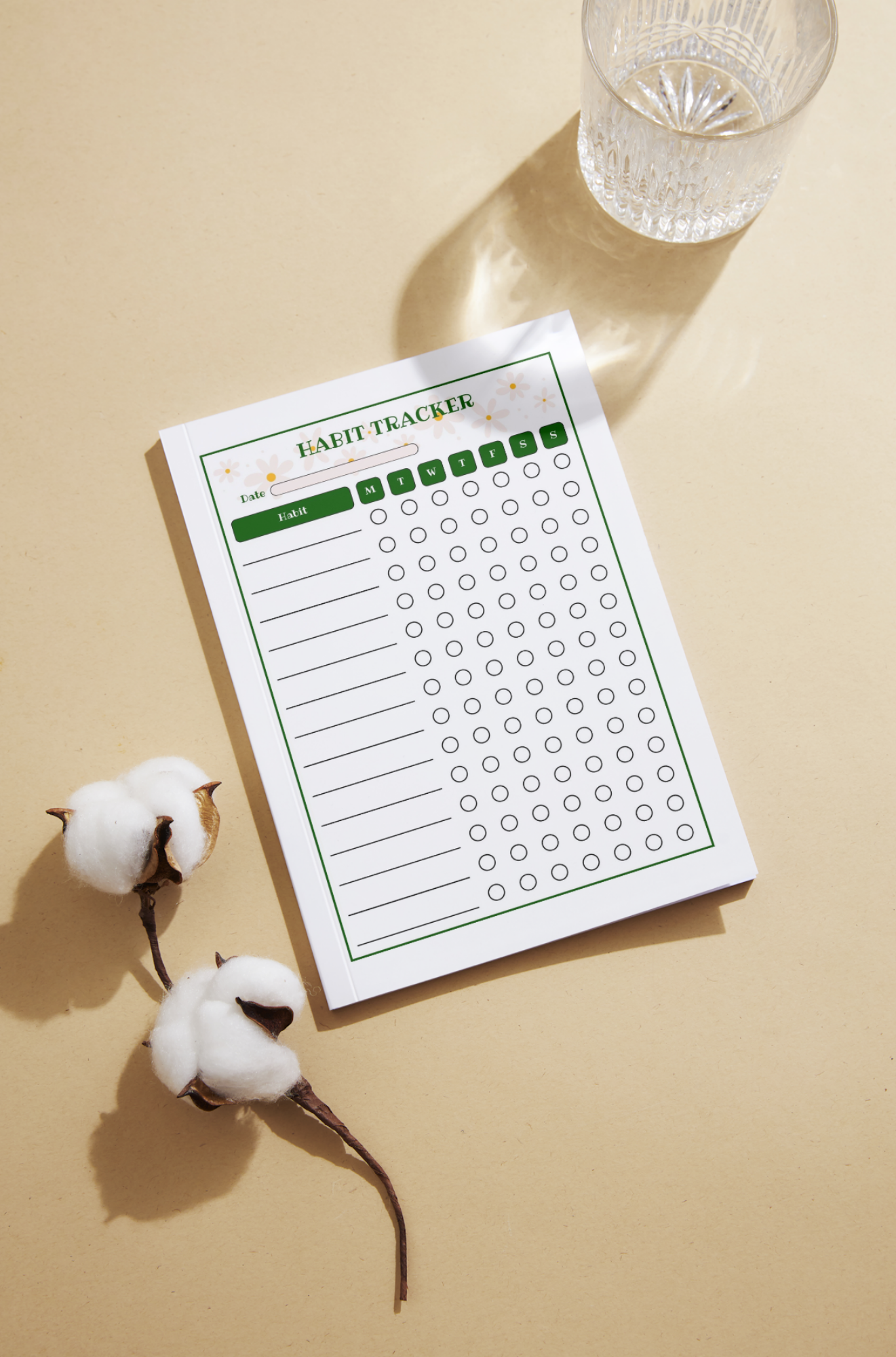 Cute Flower Habit Tracker, Digital Download, 2 Sheets