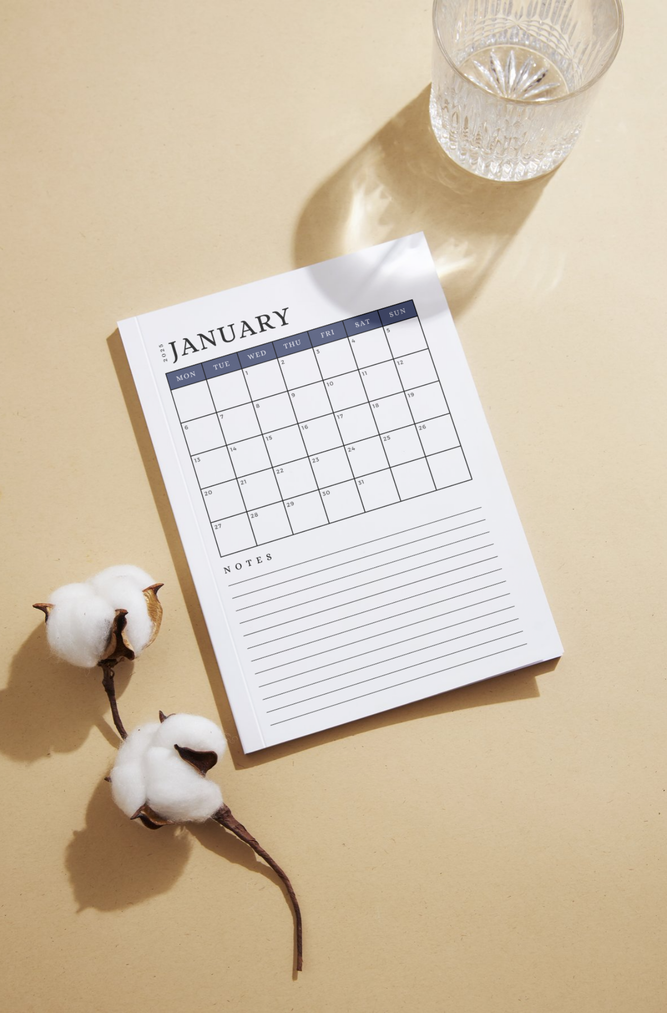 2025 Digital Printable Calendar with Notes, A4/A5 Size Digital Download, PDF Download/ Month At A Glance - Future Dusk
