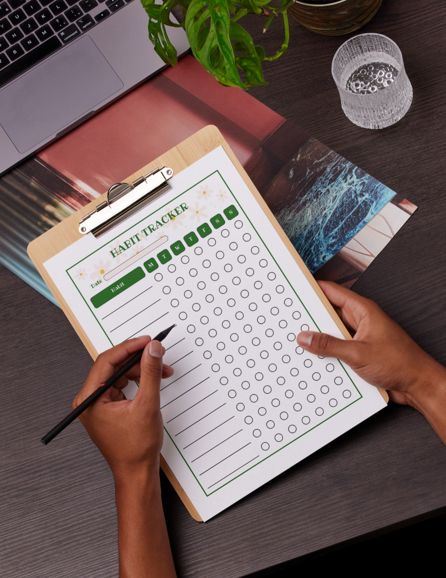 Cute Flower Habit Tracker, Digital Download, 2 Sheets