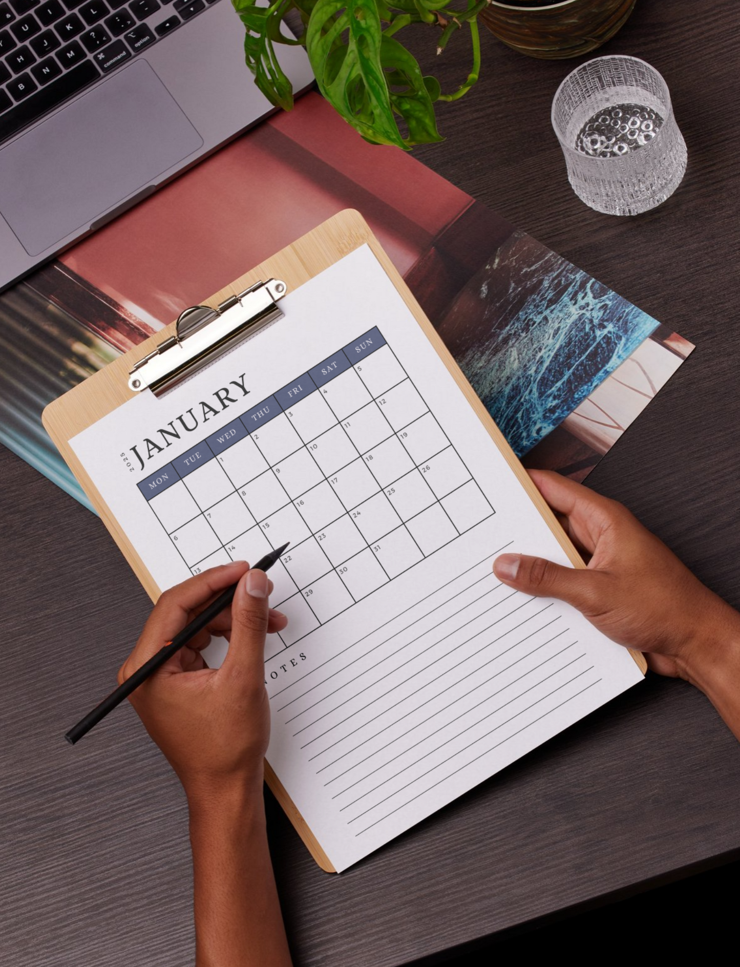 2025 Digital Printable Calendar with Notes, A4/A5 Size Digital Download, PDF Download/ Month At A Glance - Future Dusk