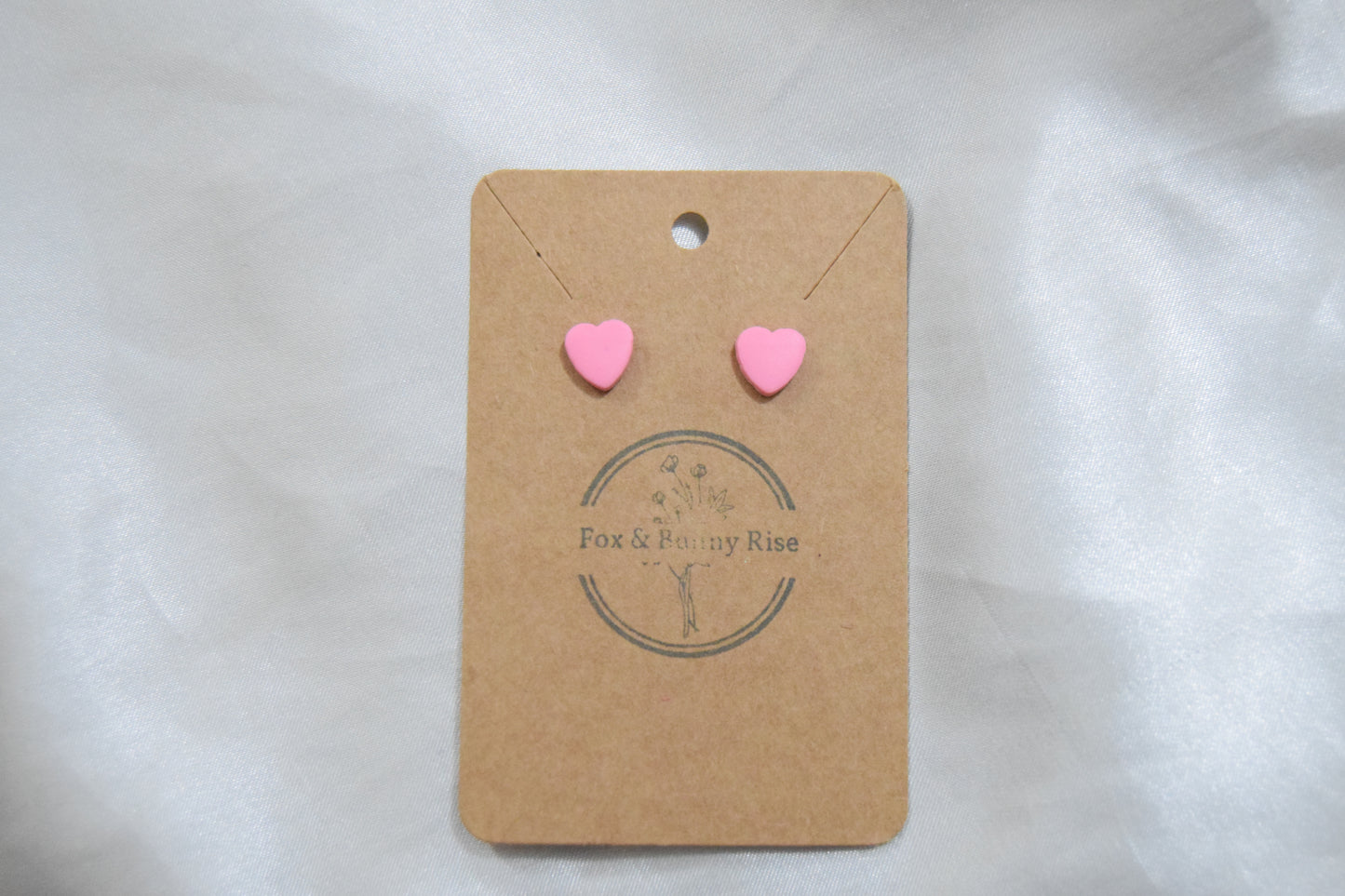Polymer Clay Pink Heart Studs