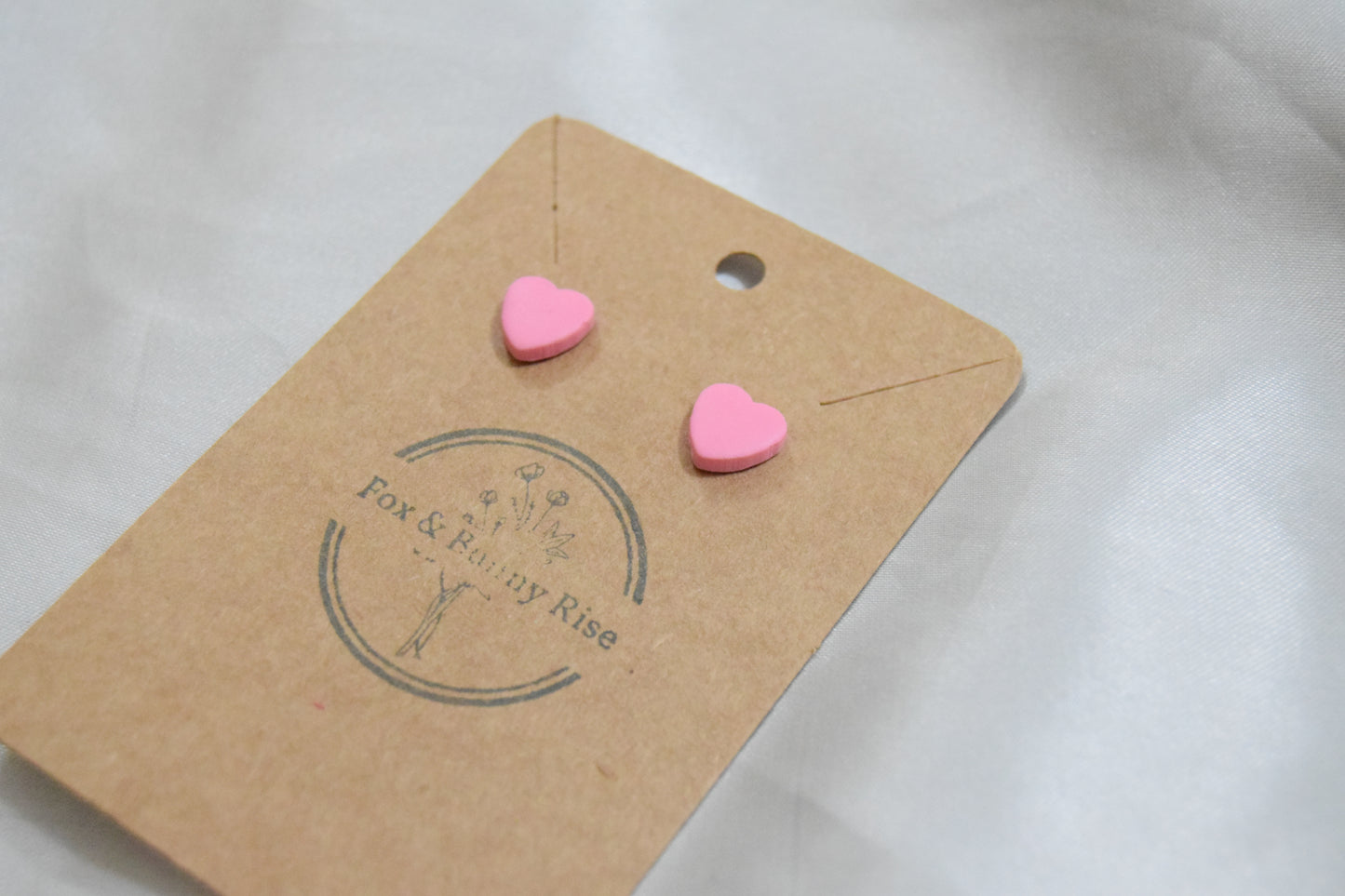 Polymer Clay Pink Heart Studs