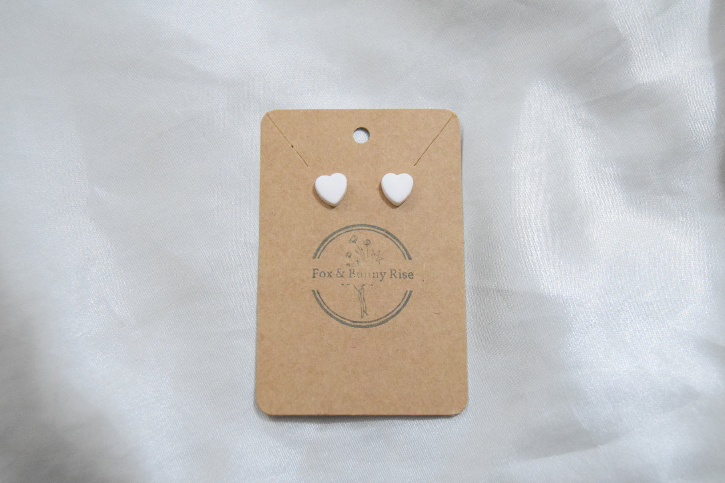 Polymer Clay White Heart Studs