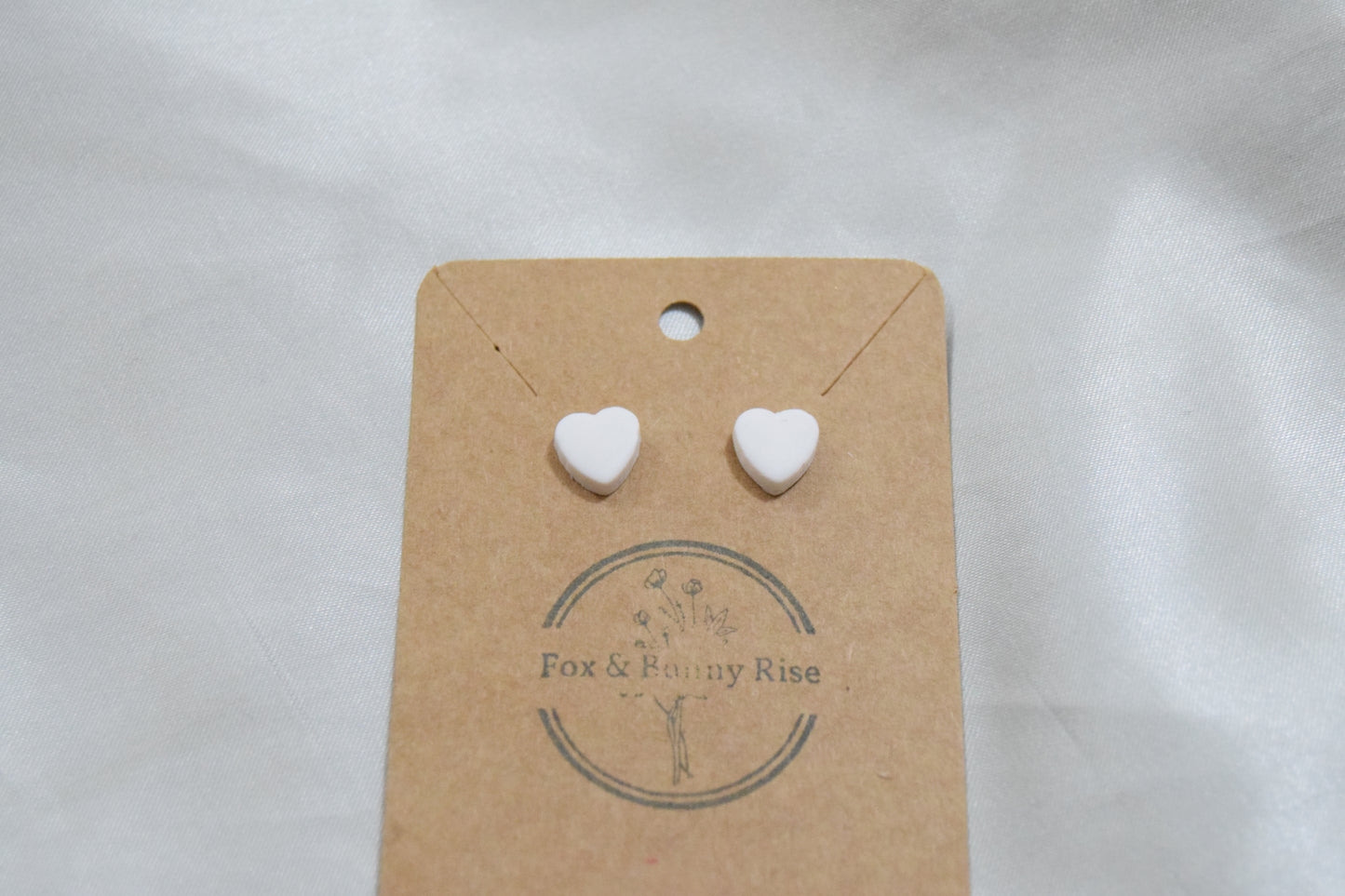 Polymer Clay White Heart Studs