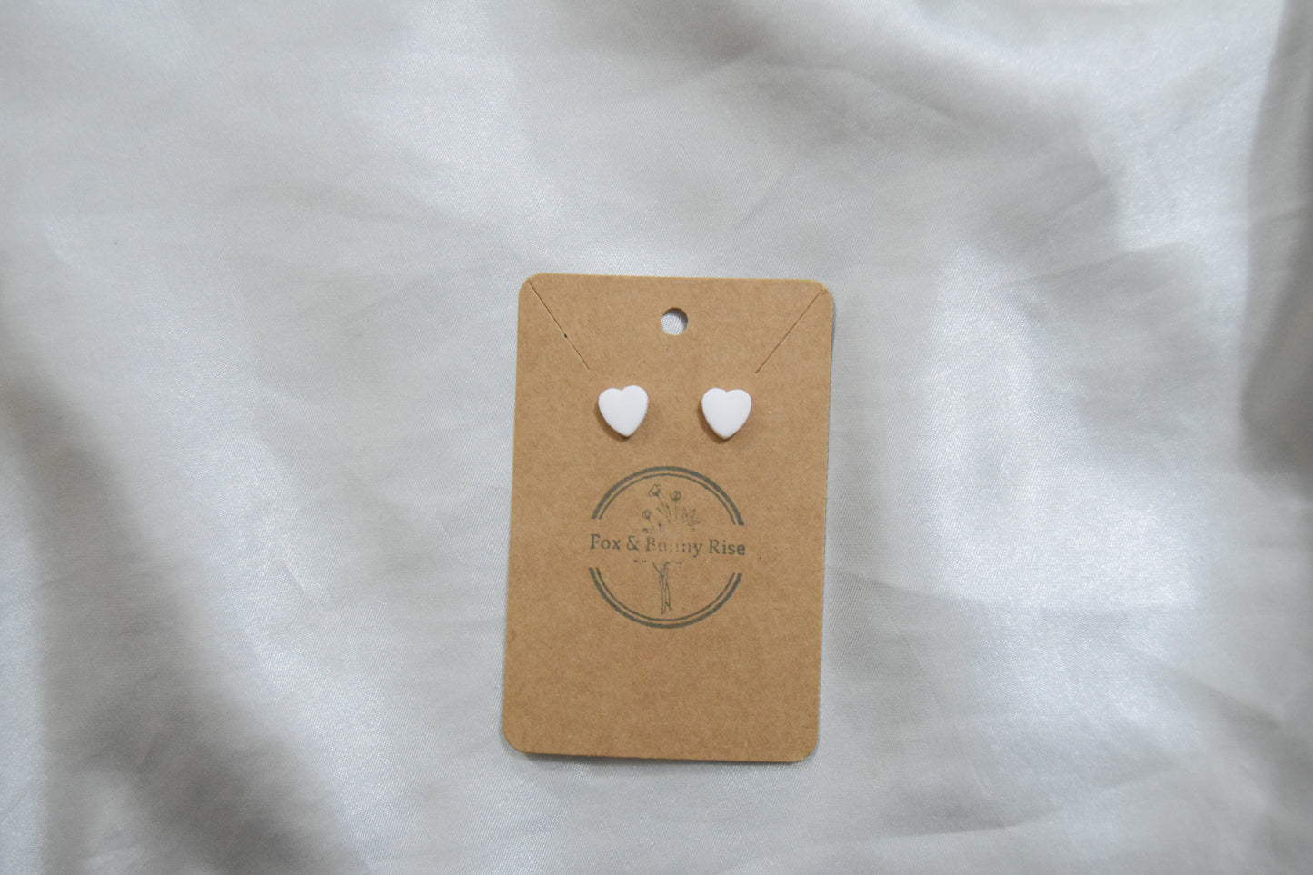 Polymer Clay White Heart Studs