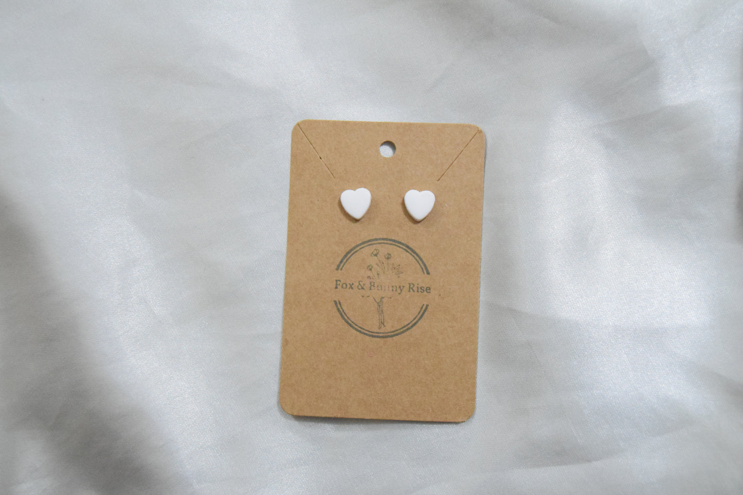 Polymer Clay White Heart Studs