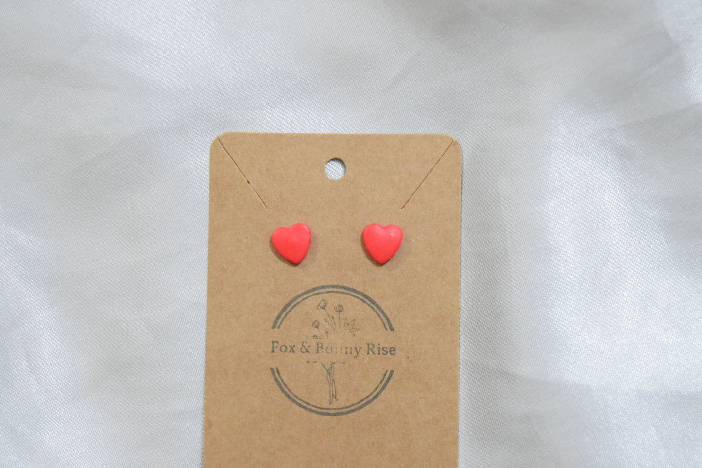 Polymer Clay Red Heart Studs