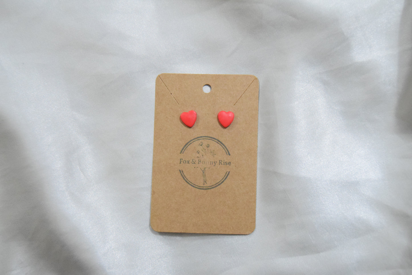 Polymer Clay Red Heart Studs