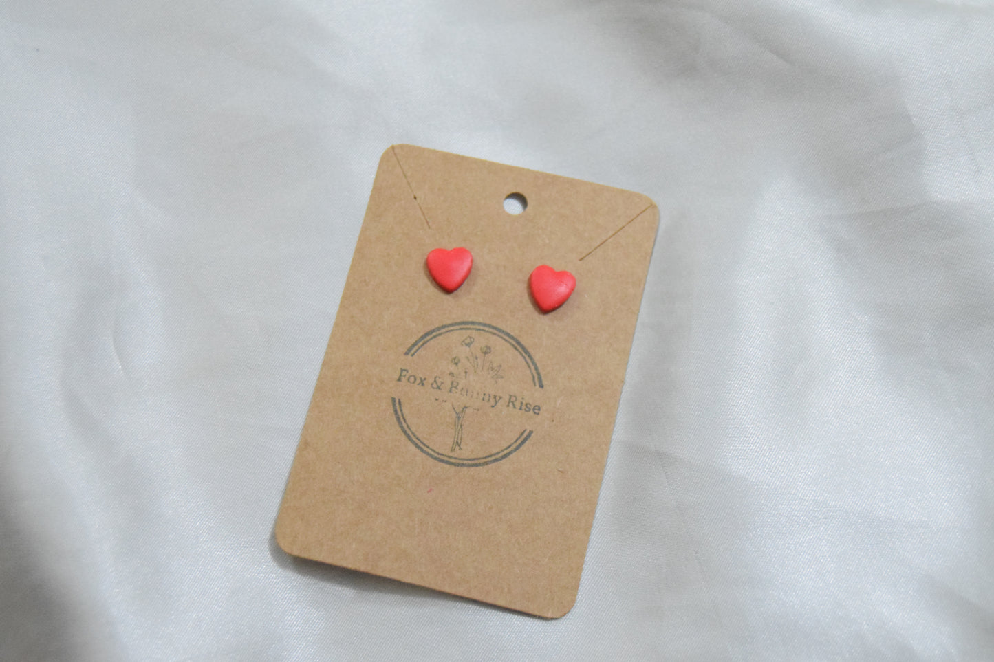 Polymer Clay Red Heart Studs