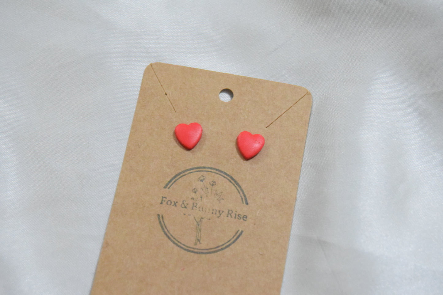 Polymer Clay Red Heart Studs