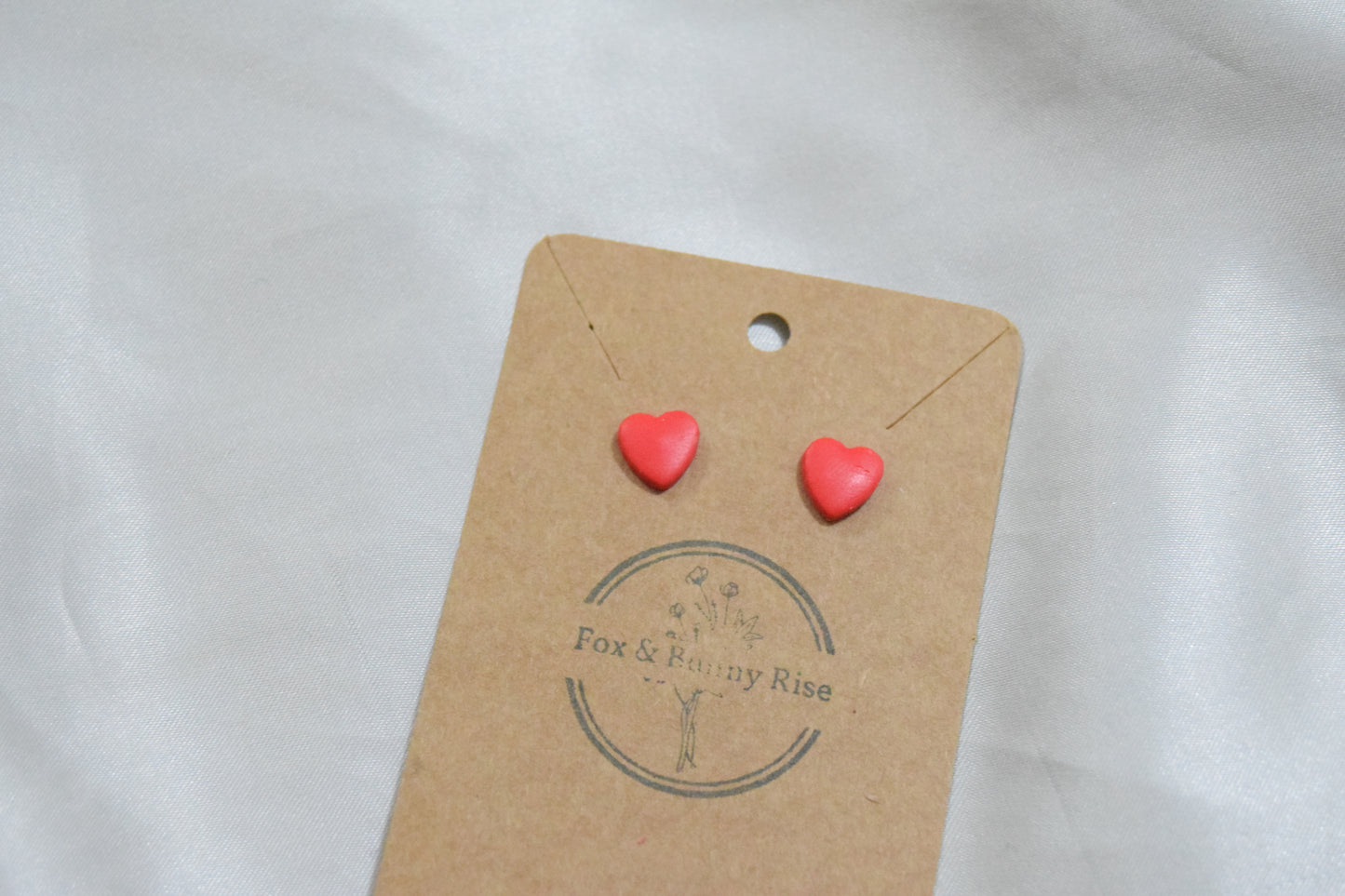 Polymer Clay Red Heart Studs