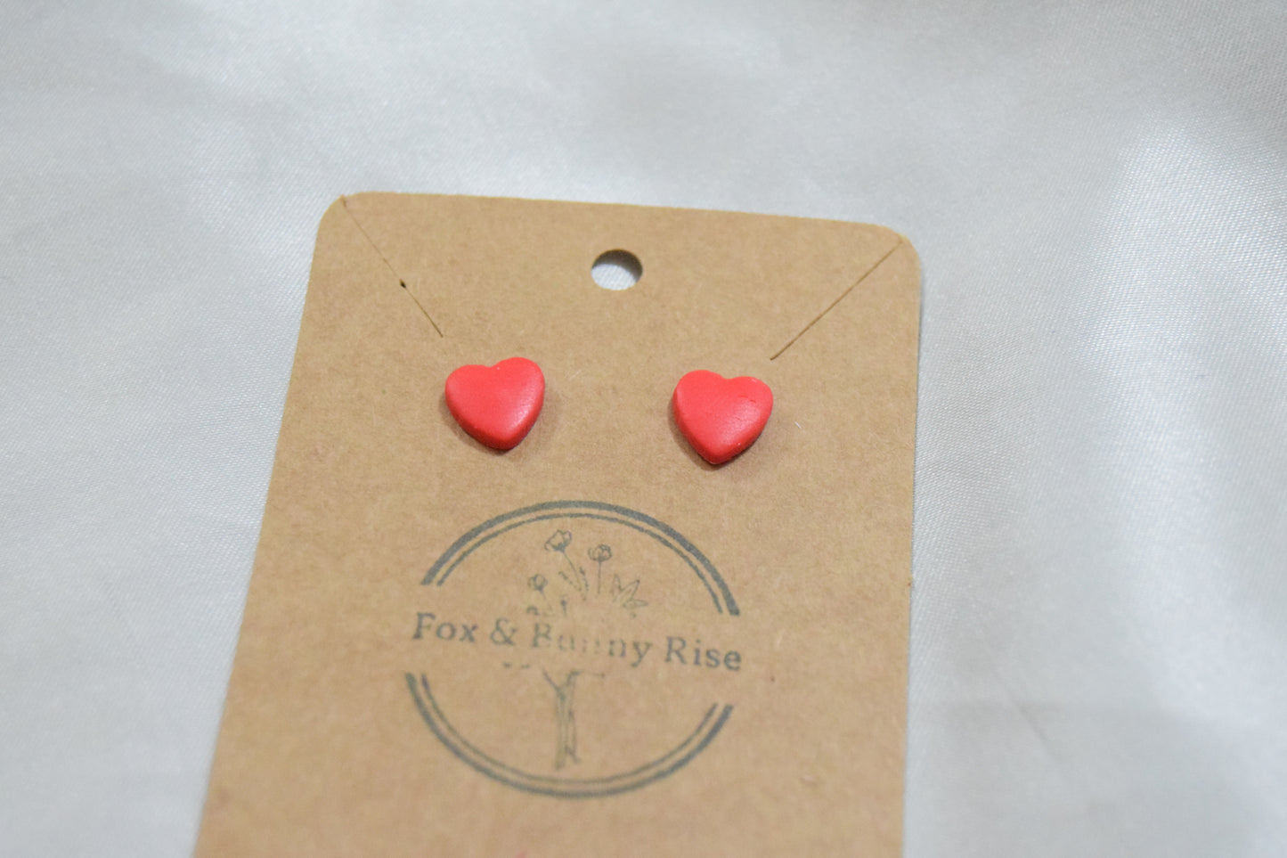 Polymer Clay Red Heart Studs