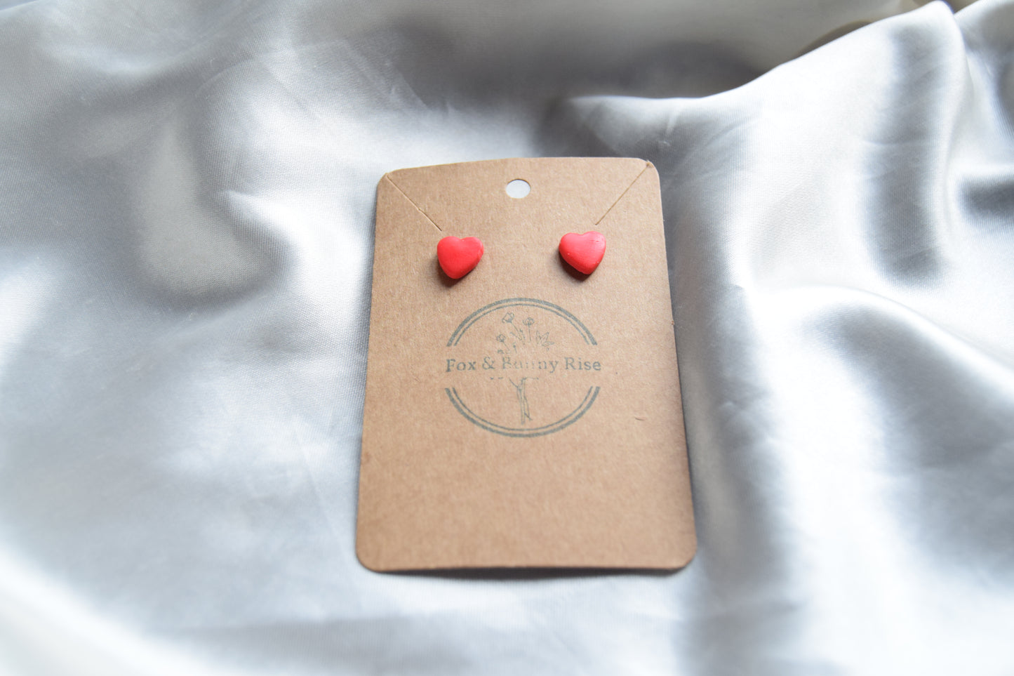 Polymer Clay Red Heart Studs
