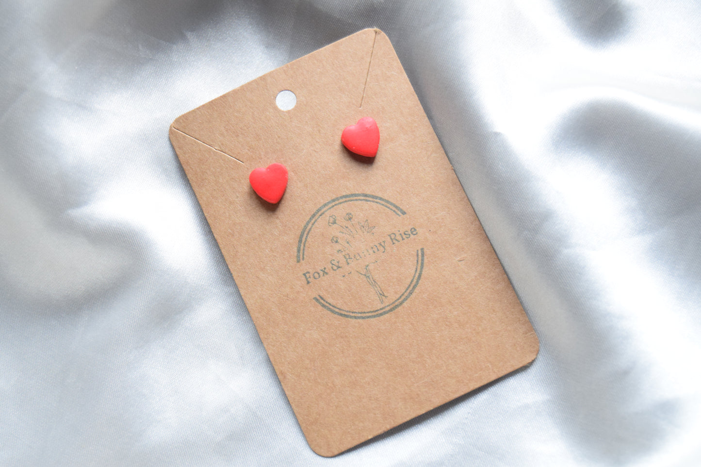 Polymer Clay Red Heart Studs