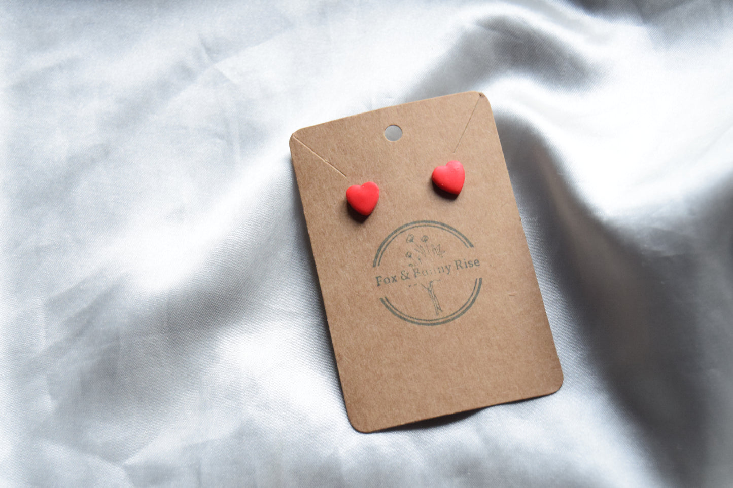 Polymer Clay Red Heart Studs