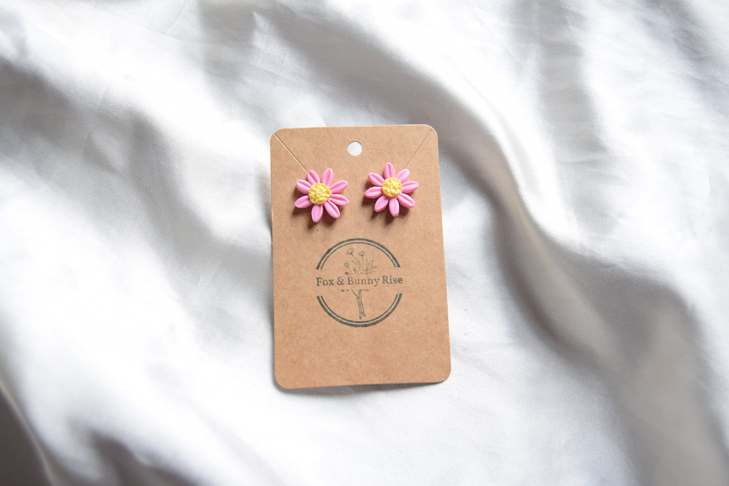 Polymer Clay Pastel Pink Daisy Studs