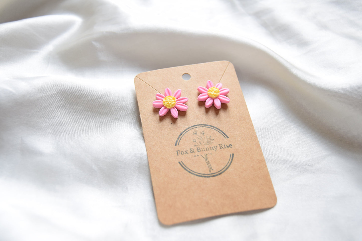 Polymer Clay Pastel Pink Daisy Studs
