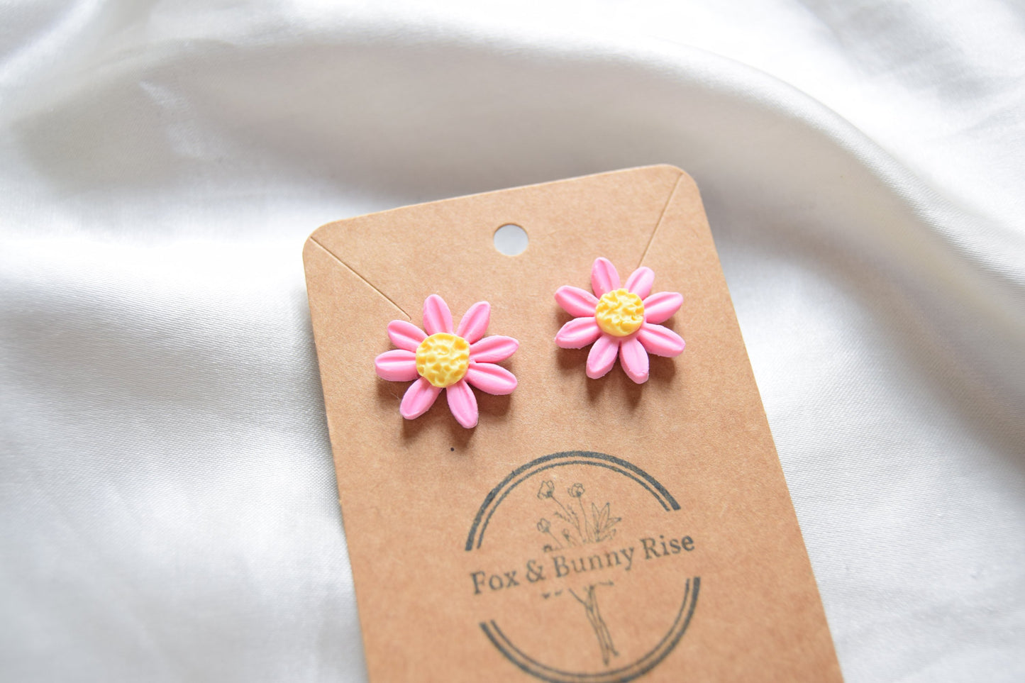 Polymer Clay Pastel Pink Daisy Studs
