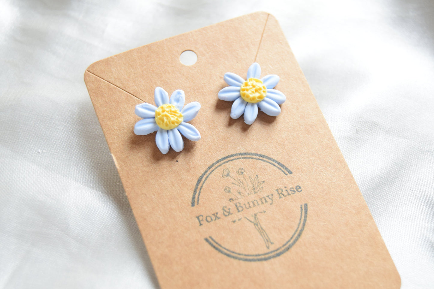 Polymer Clay Pastel Blue Daisy Studs