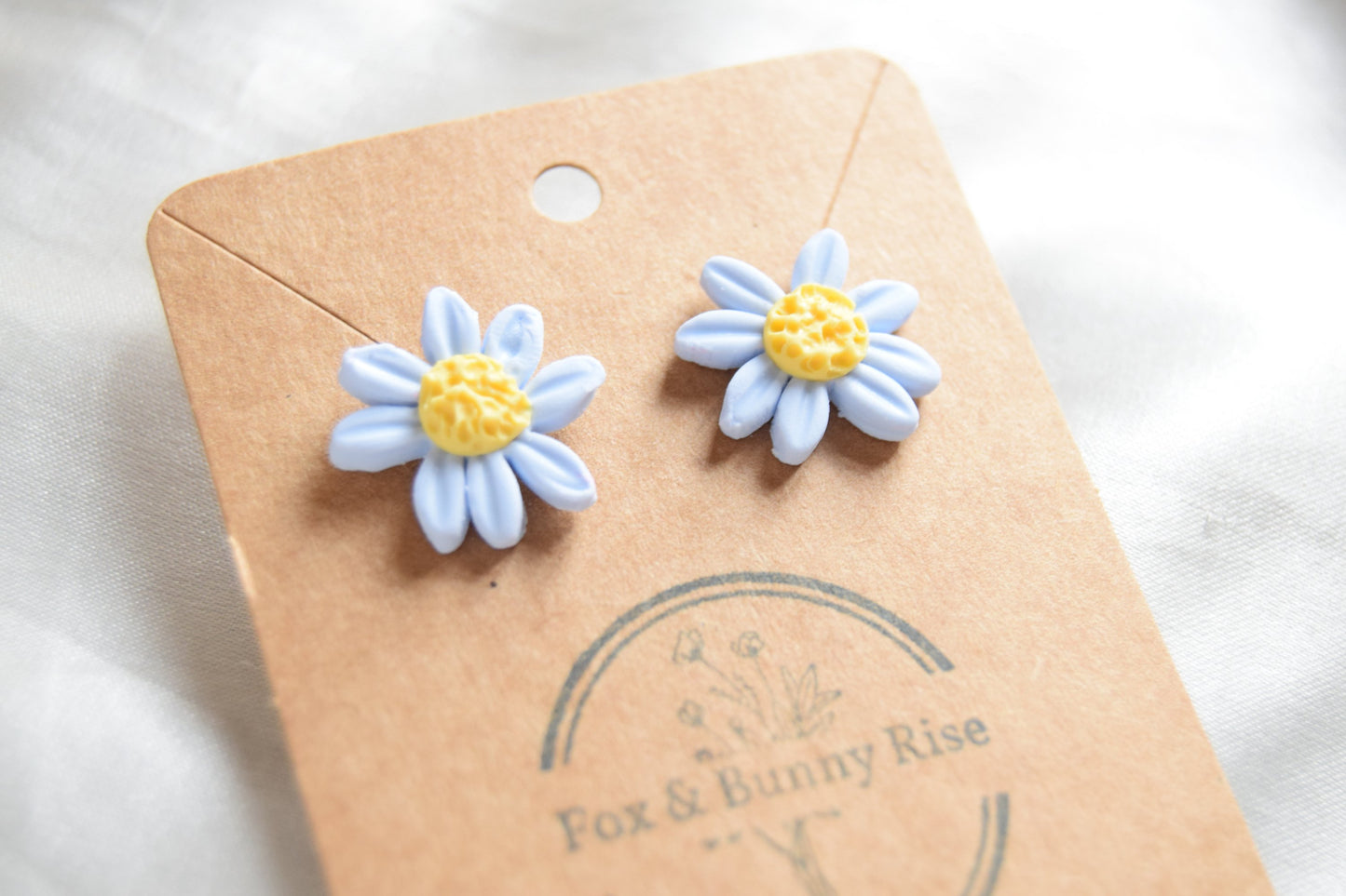 Polymer Clay Pastel Blue Daisy Studs