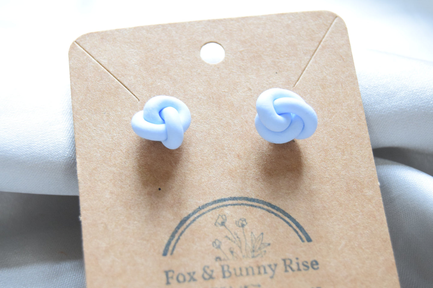 Polymer Clay Pastel Blue Knot Studs