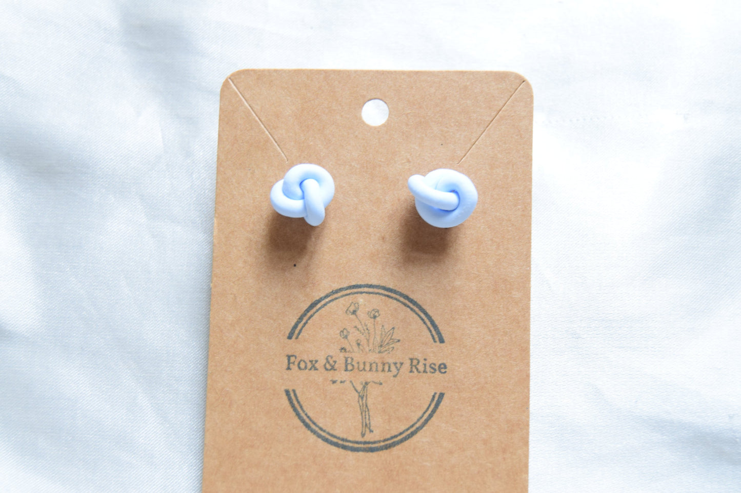 Polymer Clay Pastel Blue Knot Studs