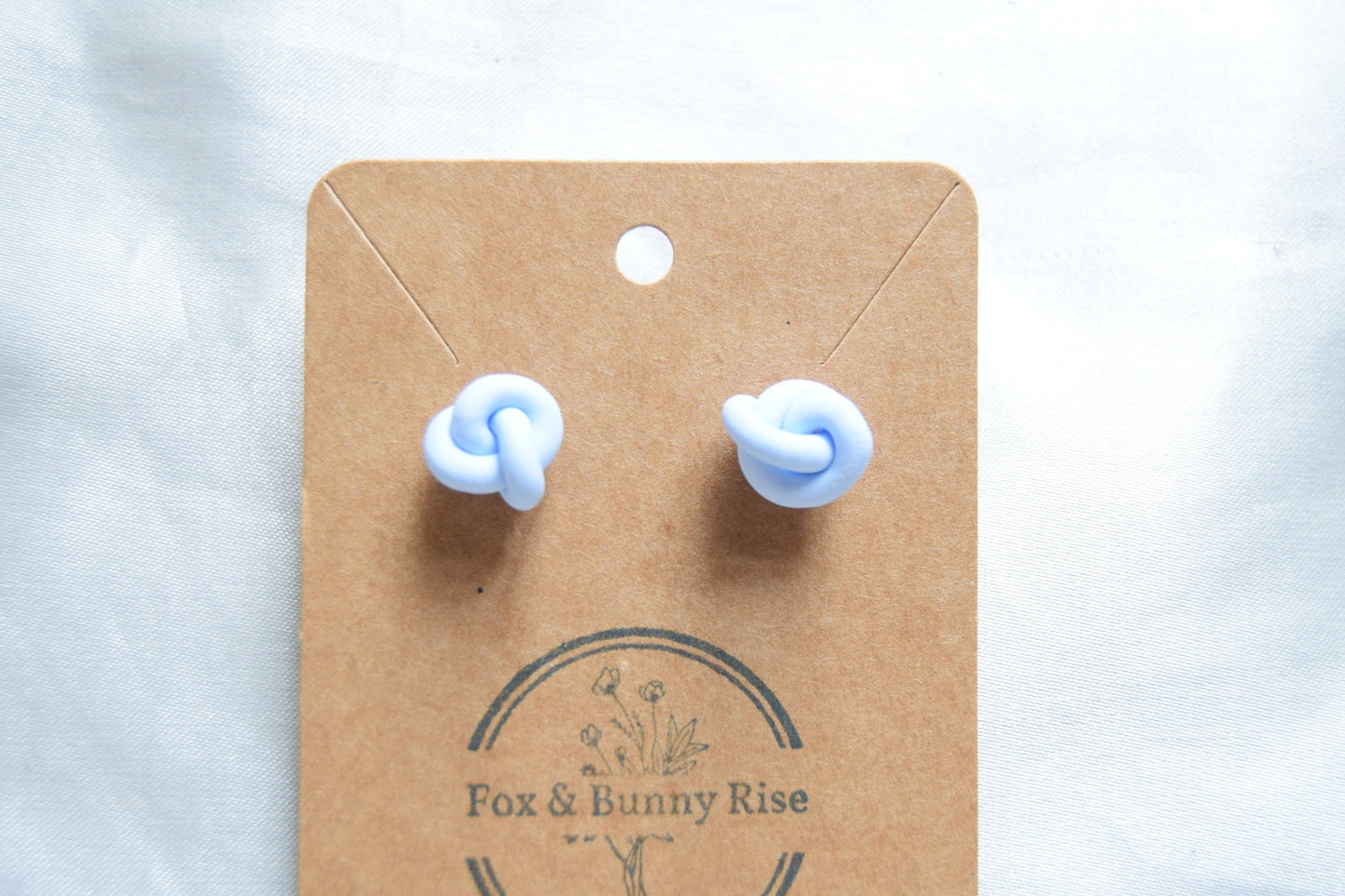 Polymer Clay Pastel Blue Knot Studs