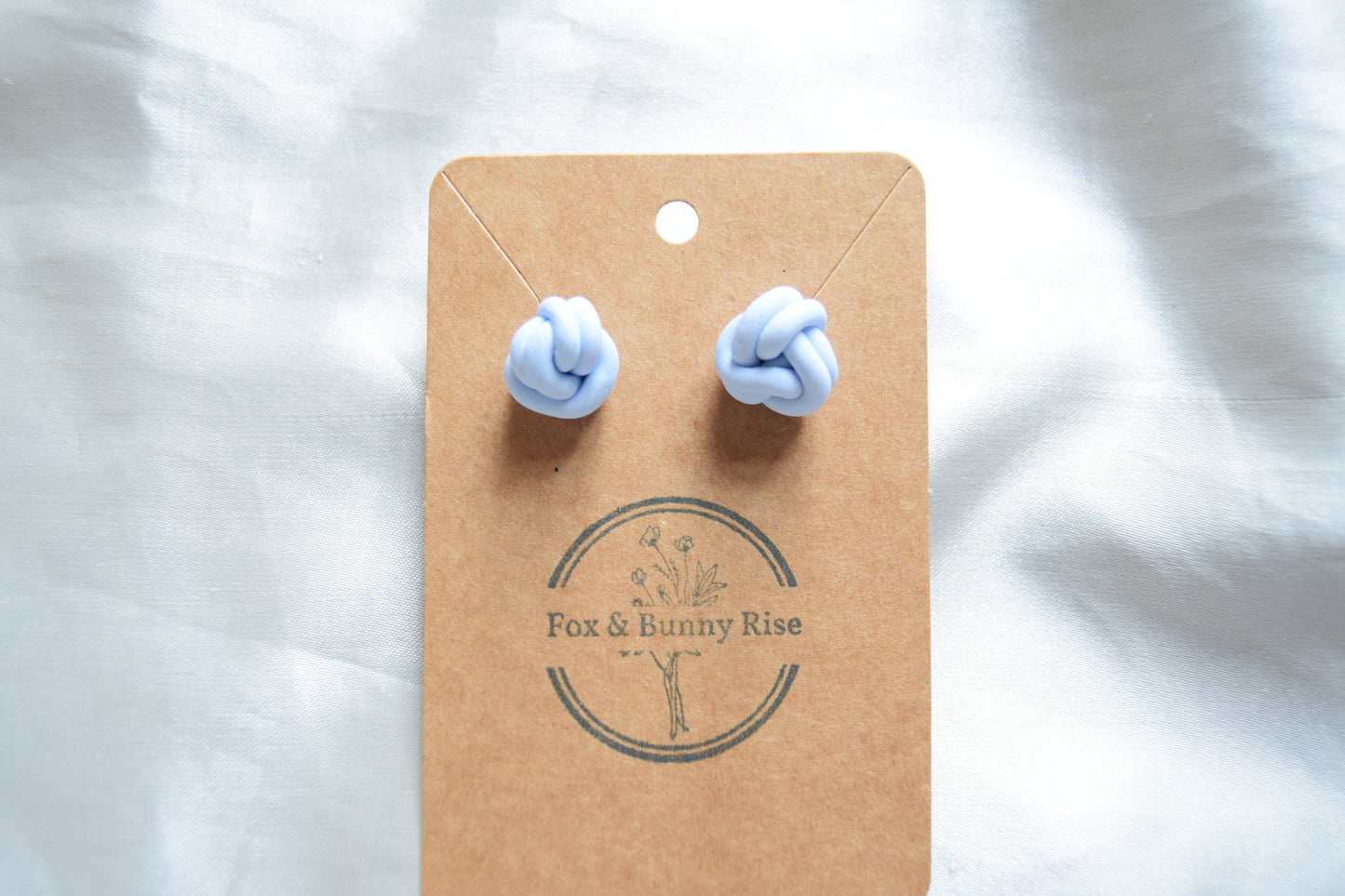 Polymer Clay Pastel Blue Double Knot Studs