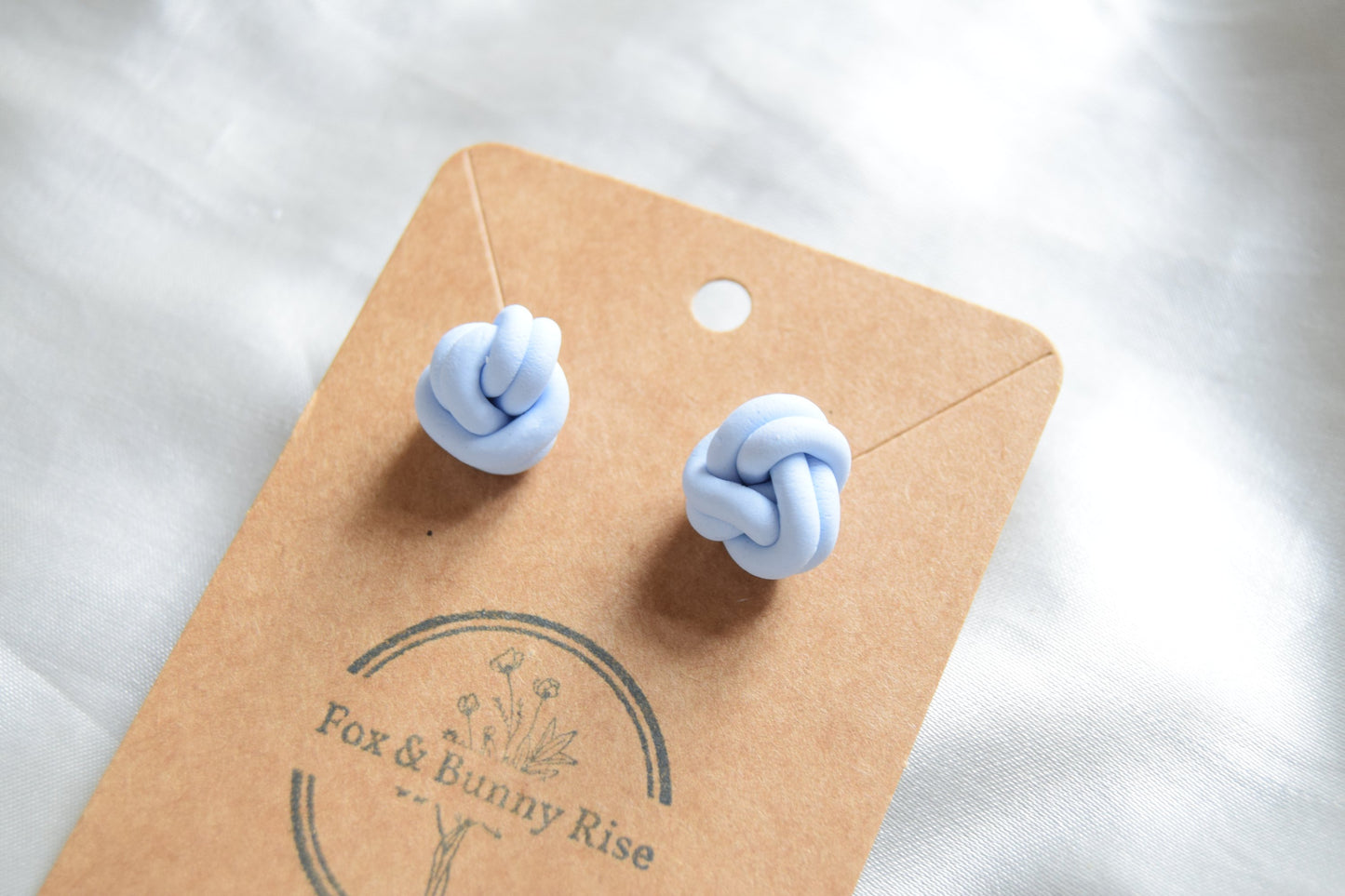 Polymer Clay Pastel Blue Double Knot Studs
