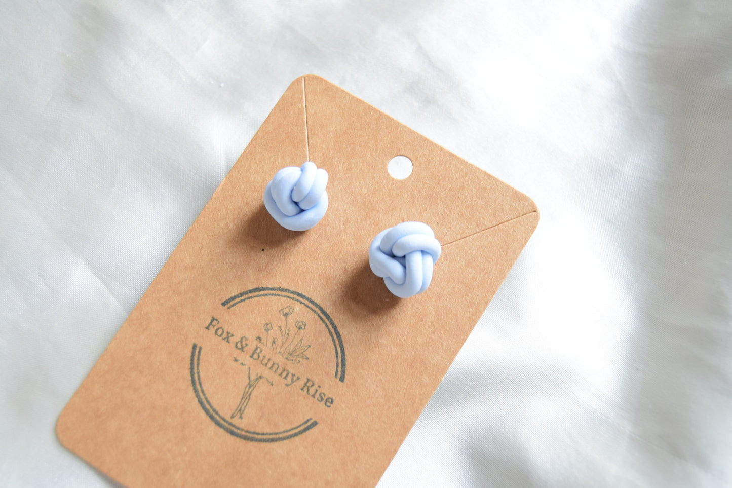 Polymer Clay Pastel Blue Double Knot Studs