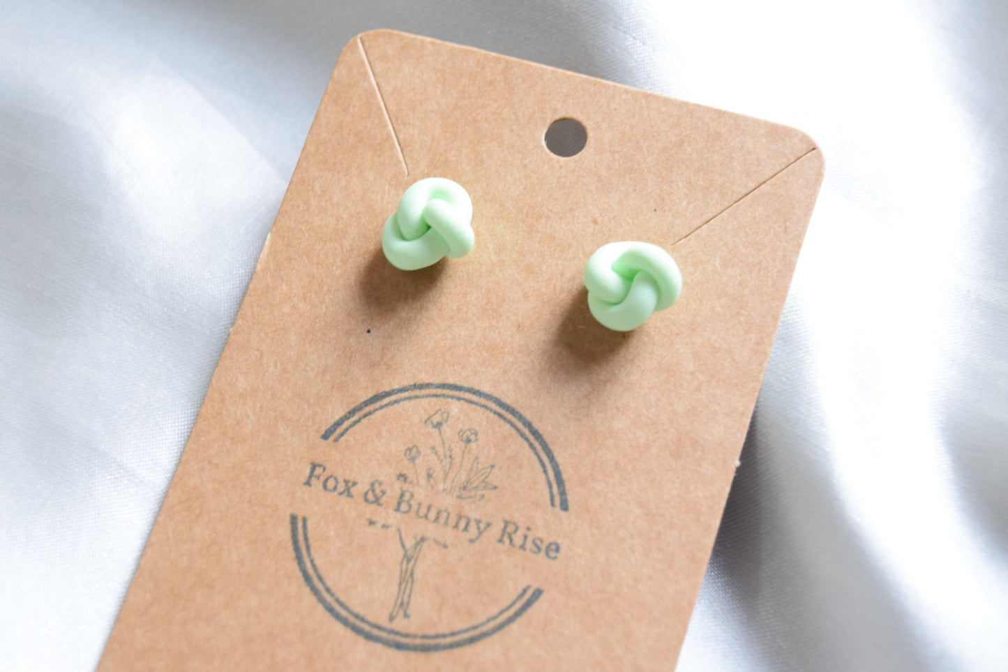 Polymer Clay Pastel Green Knot Studs