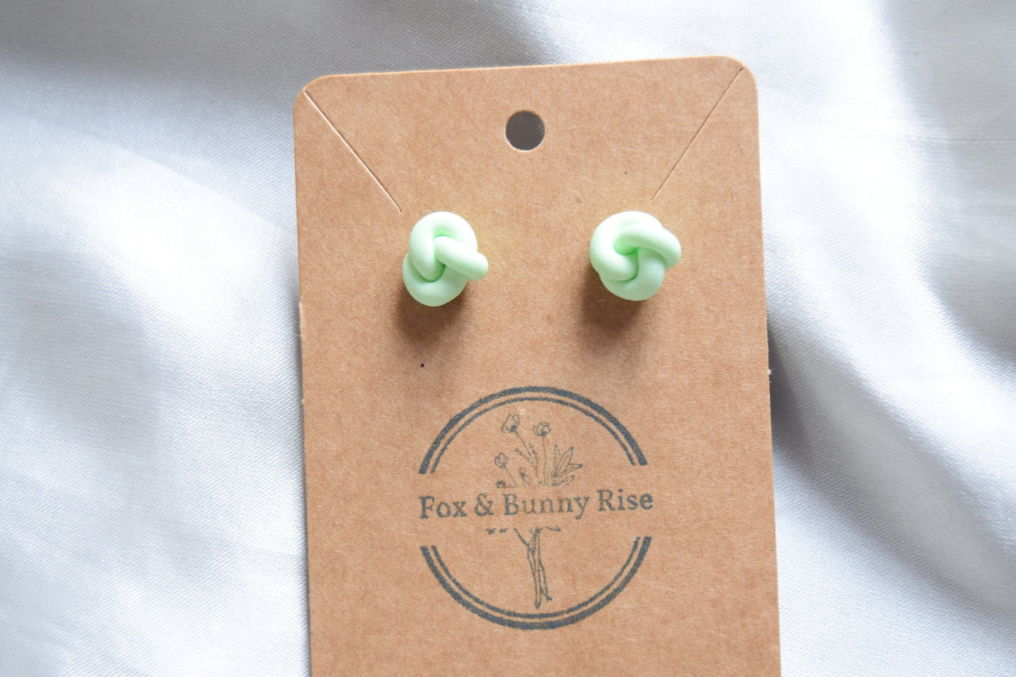 Polymer Clay Pastel Green Knot Studs