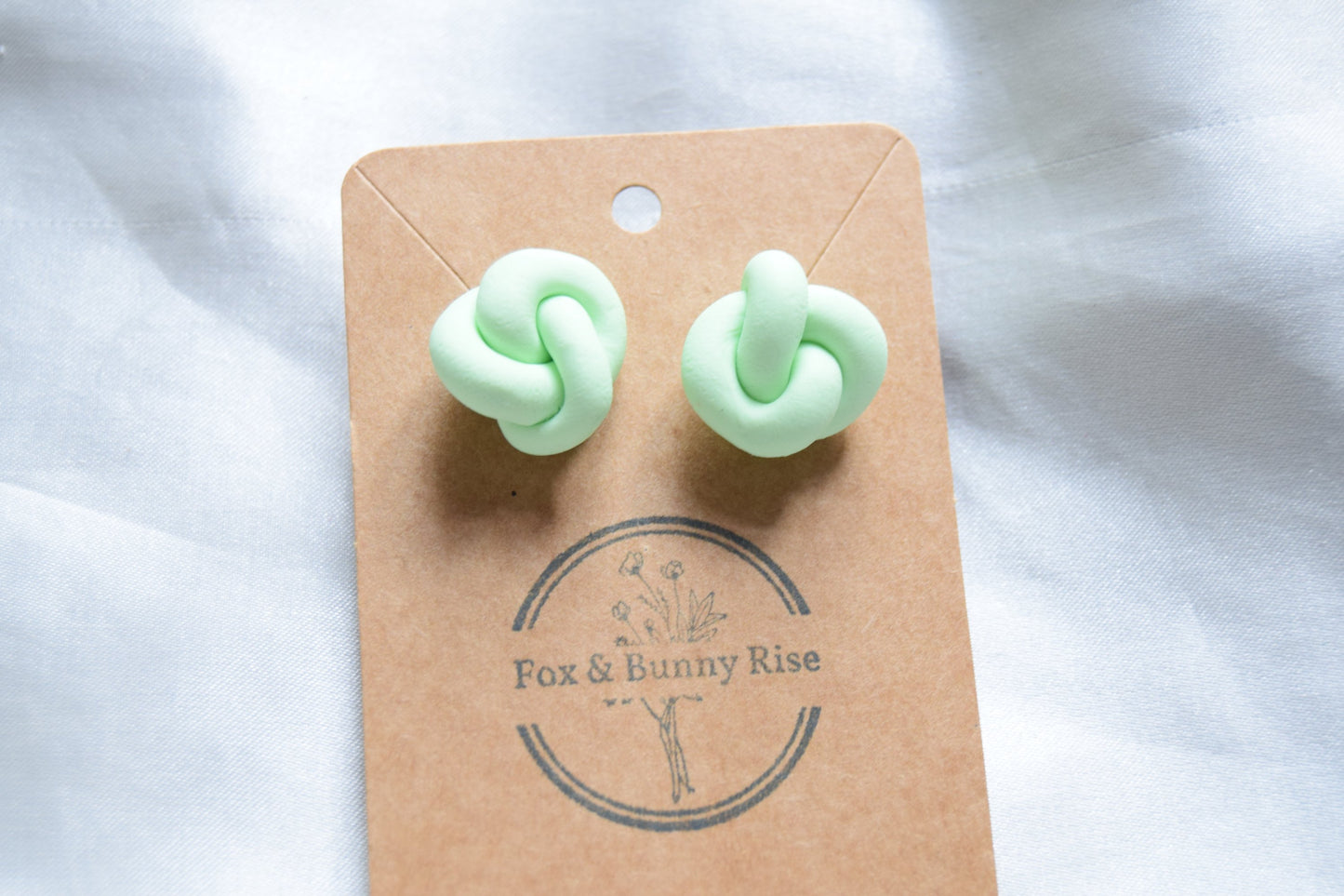 Polymer Clay Pastel Green Chunky Knot Studs