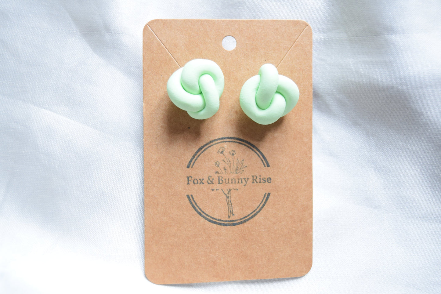 Polymer Clay Pastel Green Chunky Knot Studs