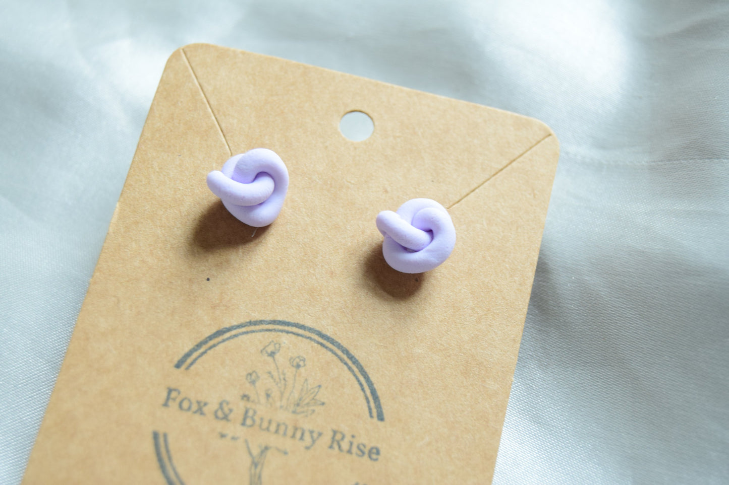 Polymer Clay Pastel Purple Knot Studs