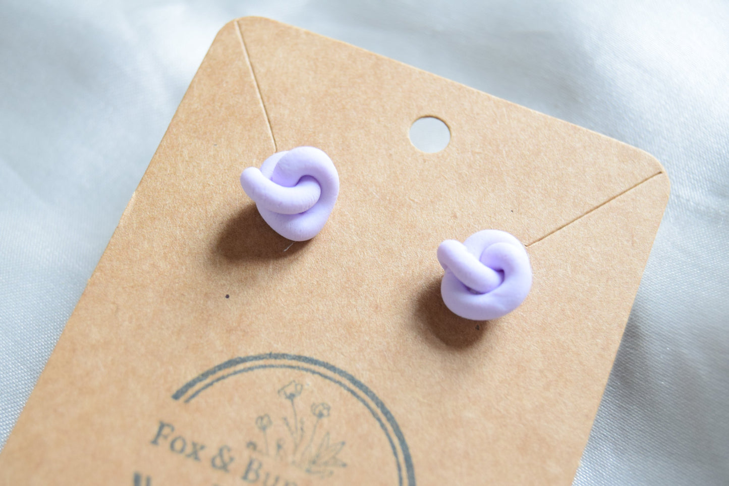 Polymer Clay Pastel Purple Knot Studs
