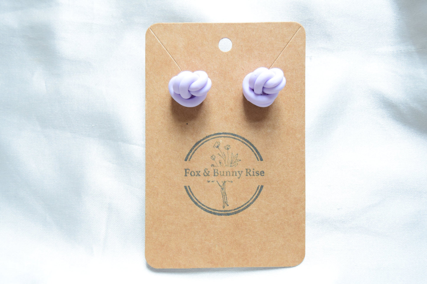 Polymer Clay Pastel Purple Double Knot Studs