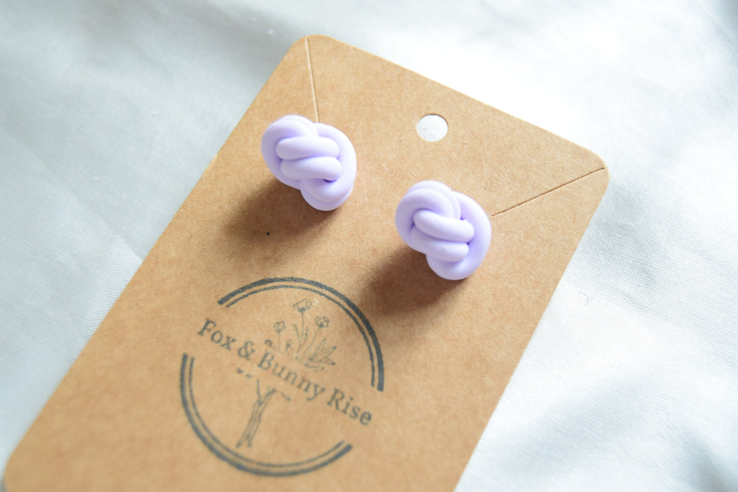 Polymer Clay Pastel Purple Double Knot Studs
