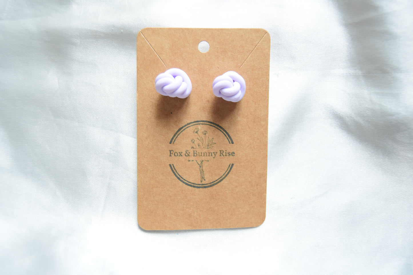 Polymer Clay Pastel Purple Double Knot Studs