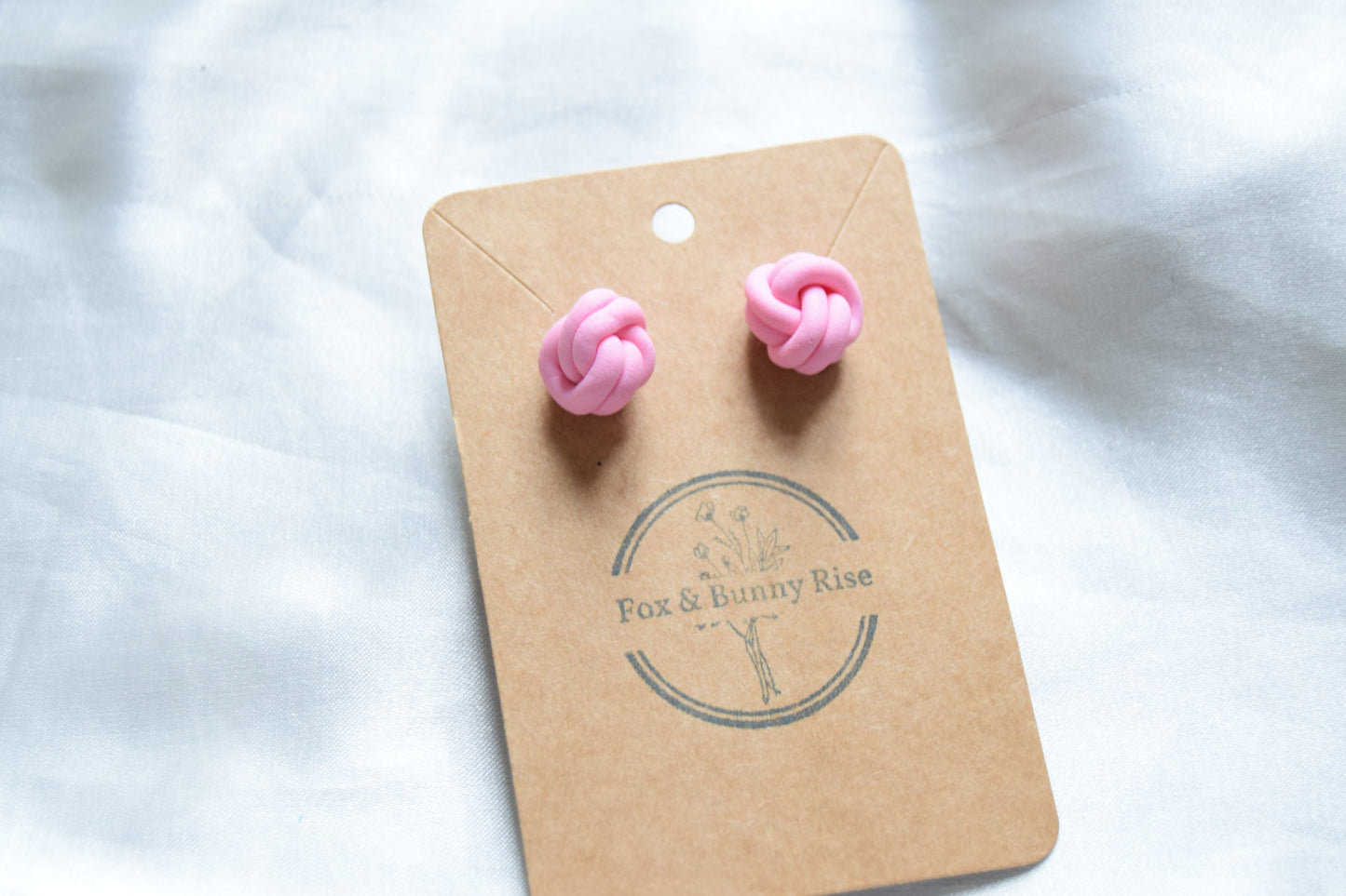 Polymer Clay Pastel Pink Double Knot Studs
