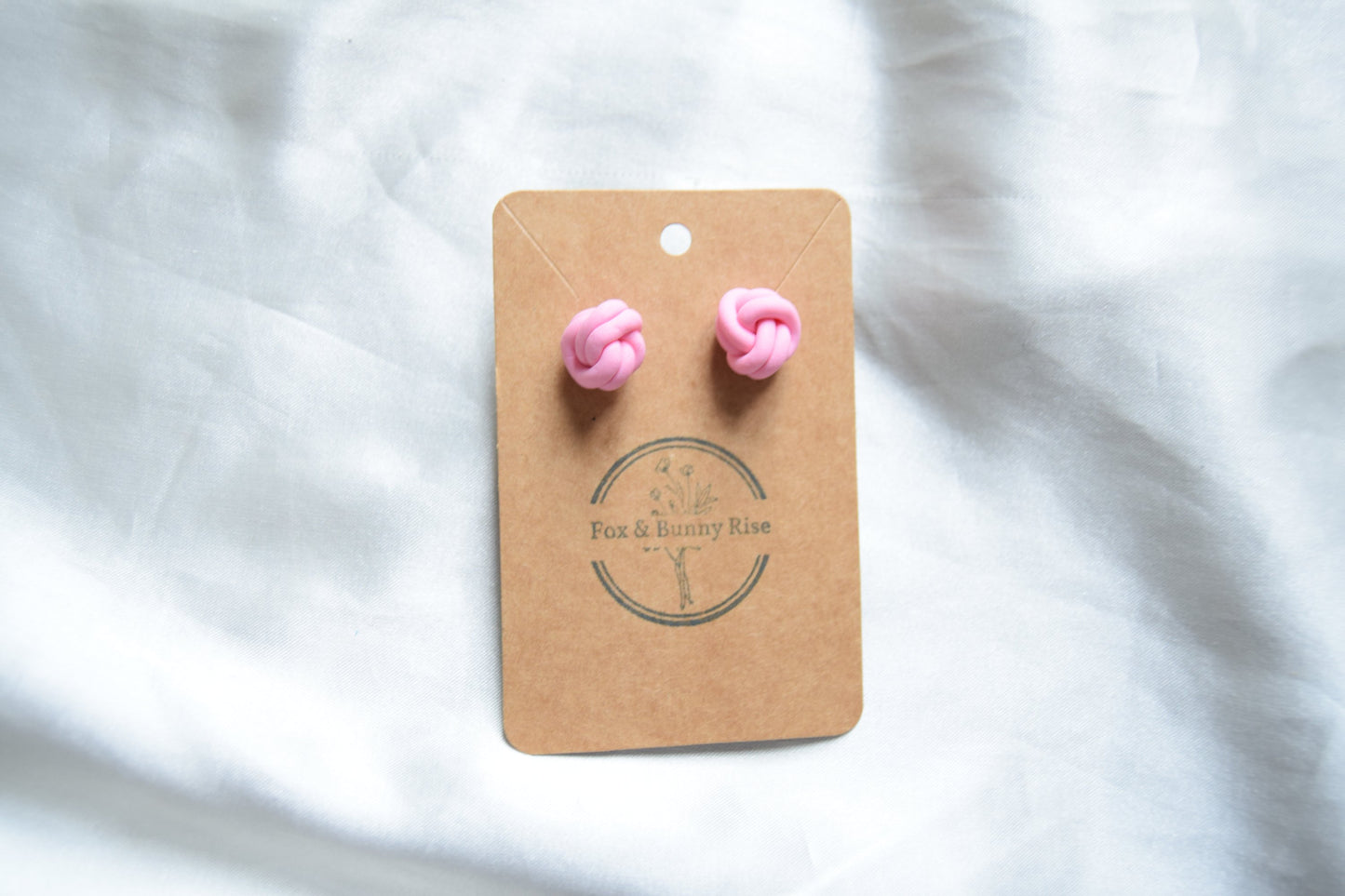 Polymer Clay Pastel Pink Double Knot Studs