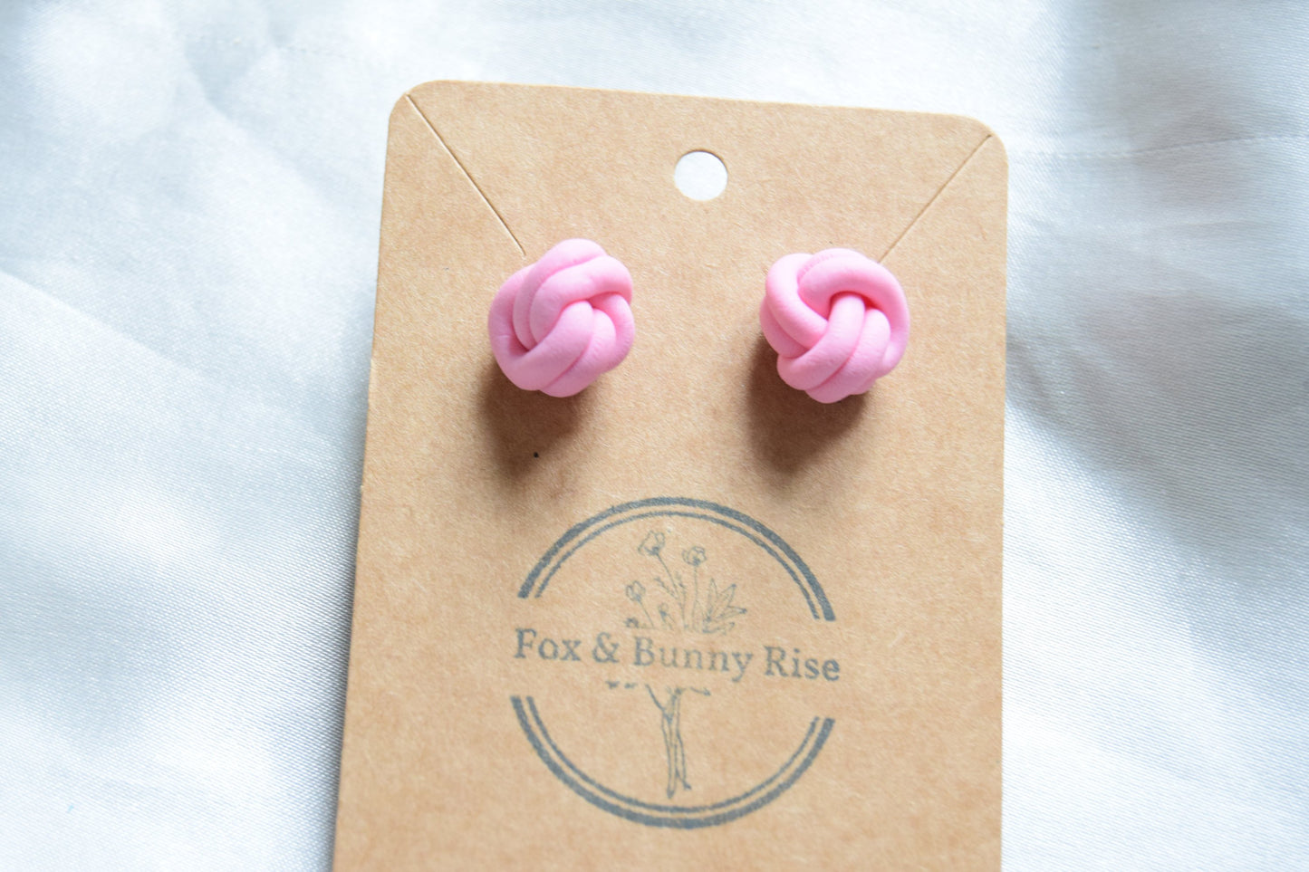 Polymer Clay Pastel Pink Double Knot Studs